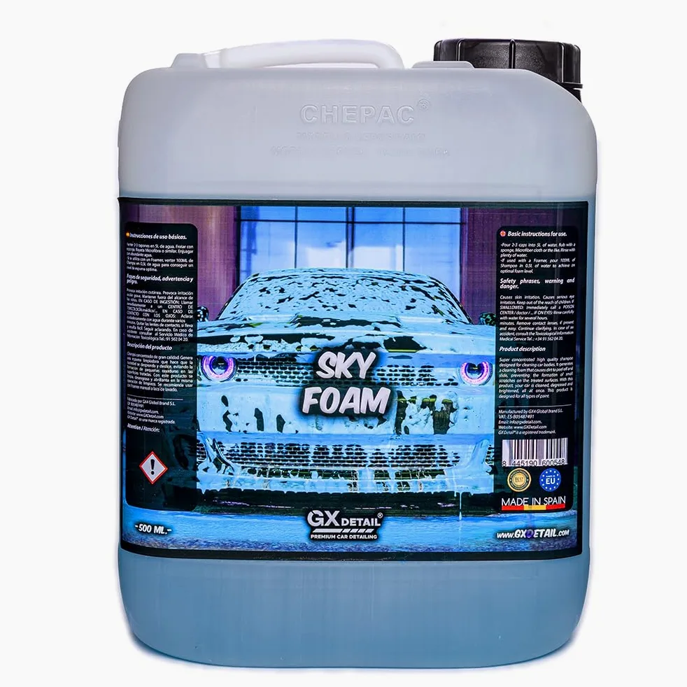 GxDetail Blue Foam 5 Litros – Espuma de Lavado Azul para Coche – Limpieza Profunda y Brillo Espectacular – Espuma Densa y pH Neutro – Seguro para Pintura - Efecto Nieve.