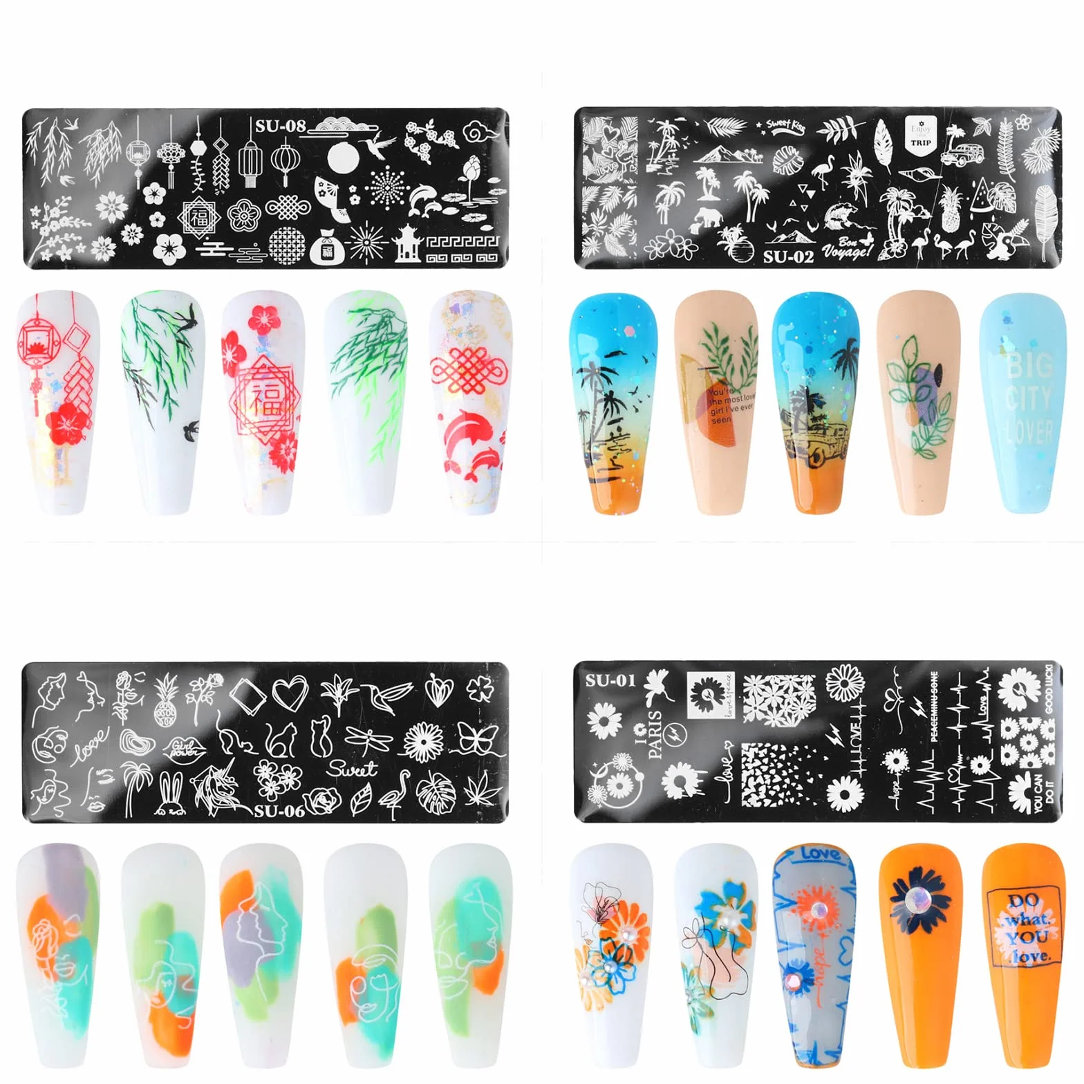 MWOOT 6 Piezas Placas de Estampado de Uñas Nail Art Stamping Placas de Uñas Manicura Decoracion