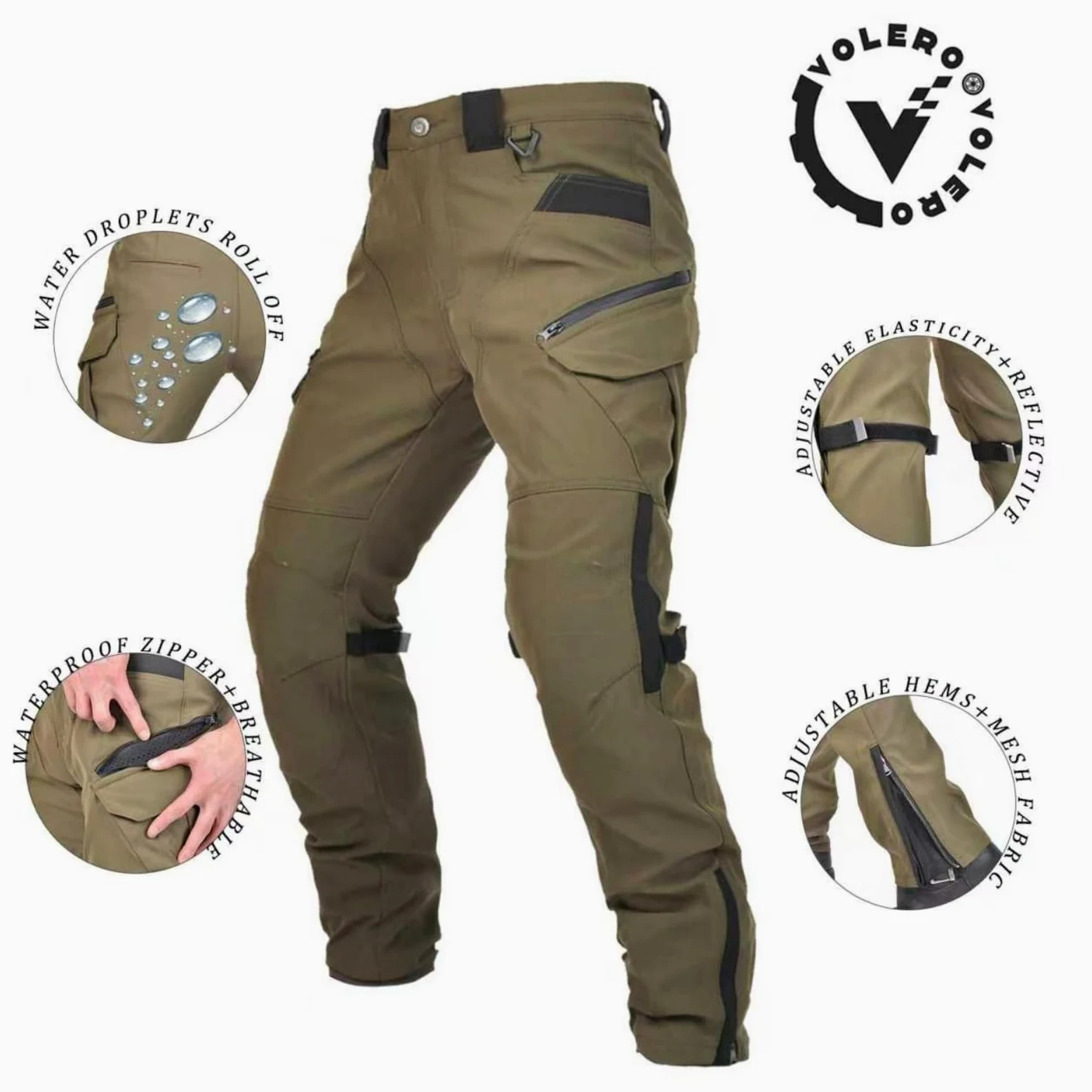 Pantalón Moto Hombre Homologado con Protecciones CE Honeycomb – Ajustables y Fijables, 97% Algodón Elástico, Urbano 4 Estaciones, Ligeramente Impermeable y Reflectante