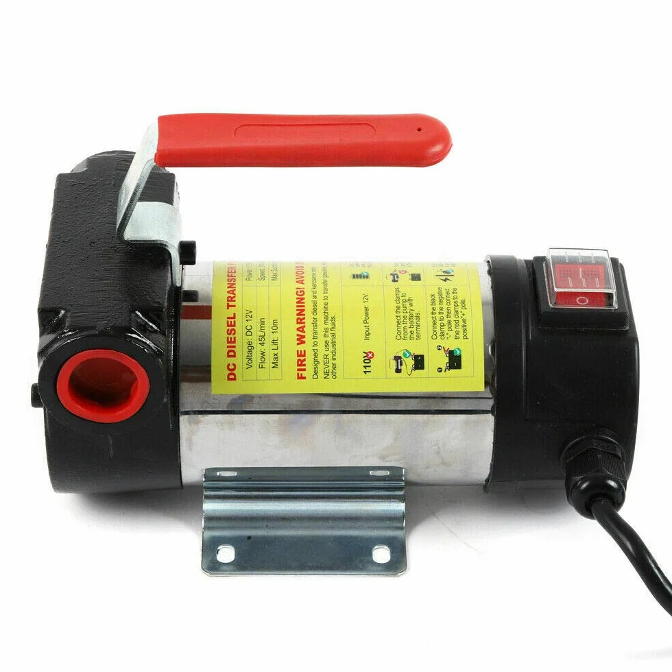 Bomba diésel combustible autocebante bomba transferencia combustible diésel 50 l/min bomba aceite con pistola y 2 tuberías PVC bomba succión aceite, 42 PSI, 12V
