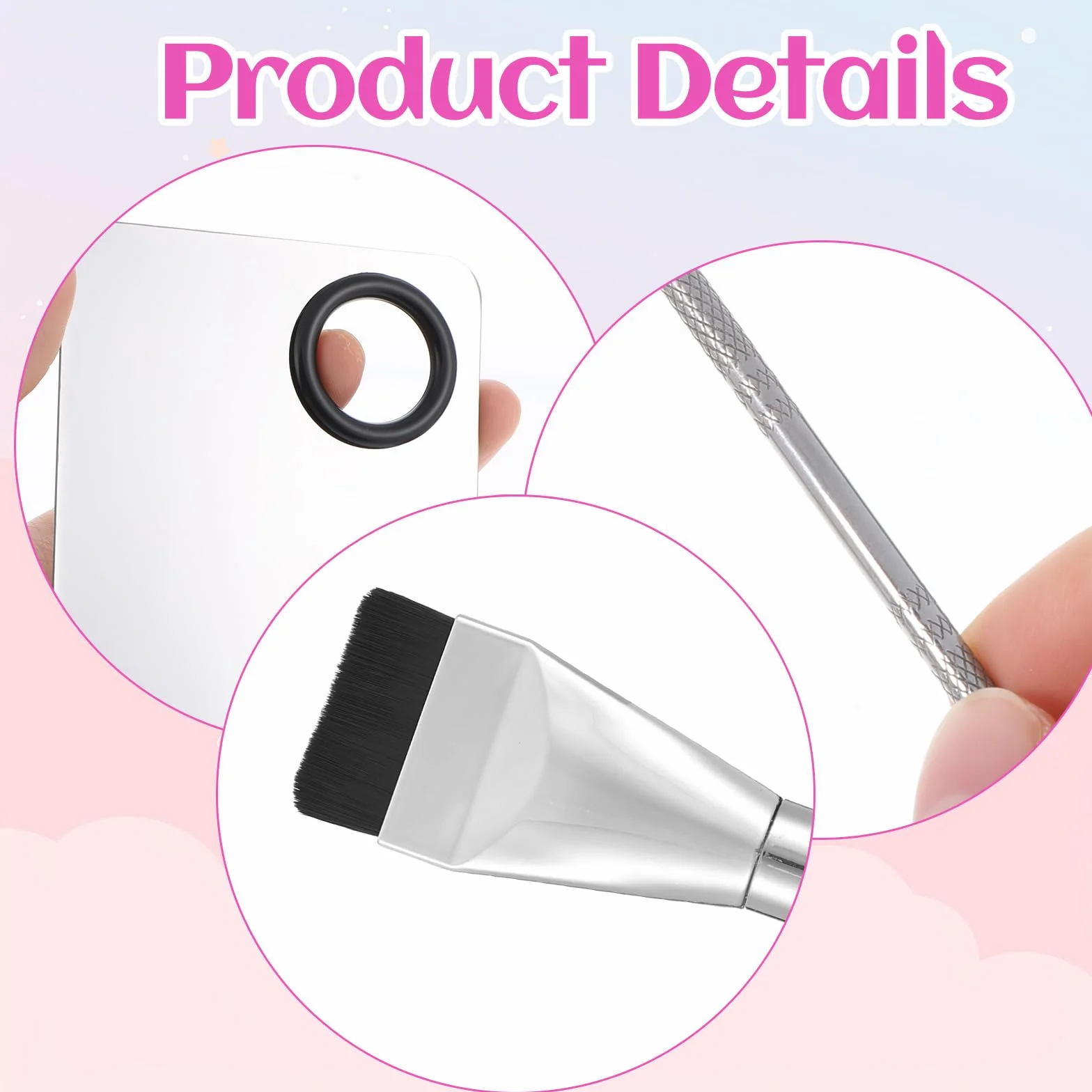 JJUNW Paleta de maquillaje acero inoxidable 3 unidades juego espátula brocha mezcla