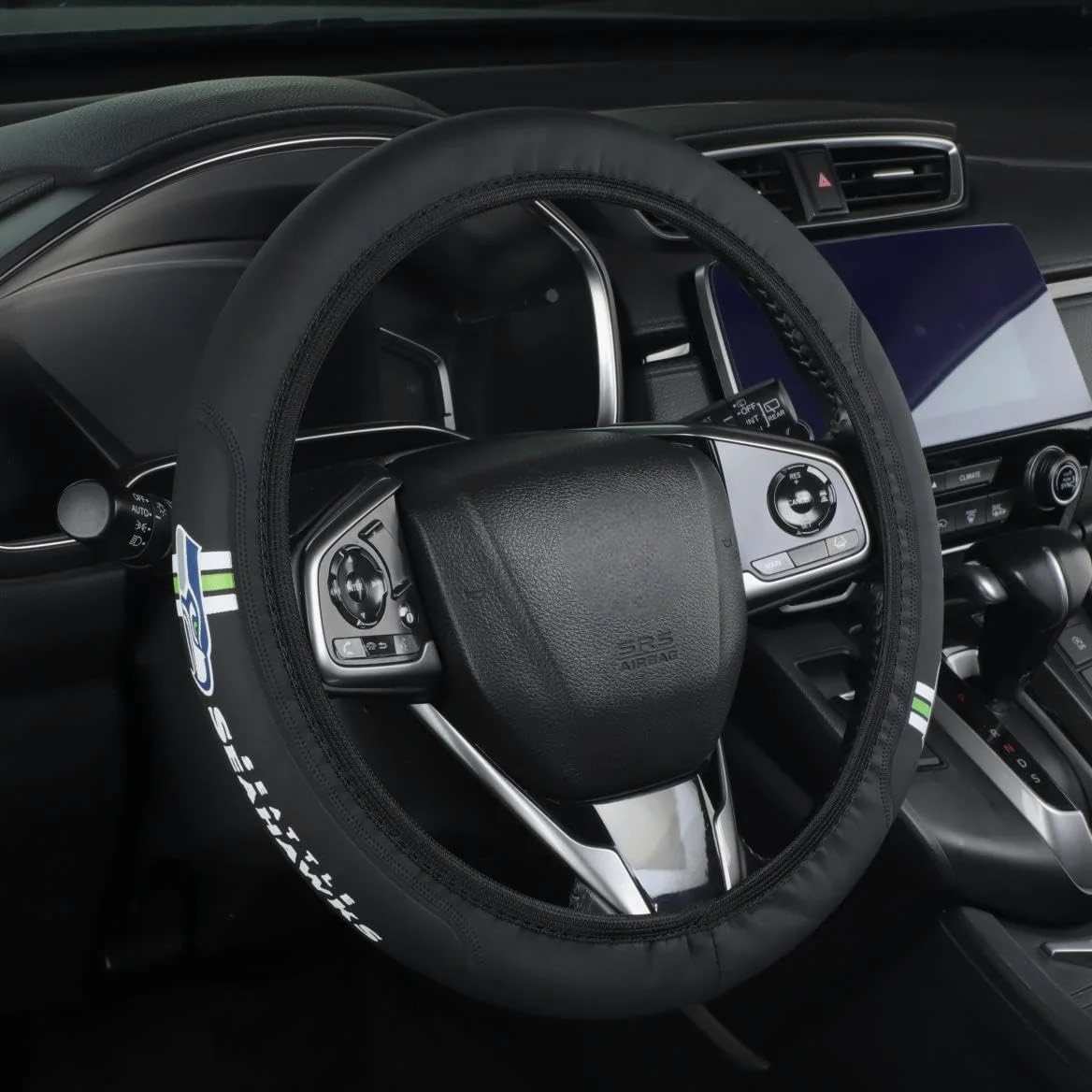 Funda para volante de automóvil Seahawks Sports Fans de 14 a 15 pulgadas, de cuero, apta para la mayoría de coches, SUV, camiones (SWC-BHY)