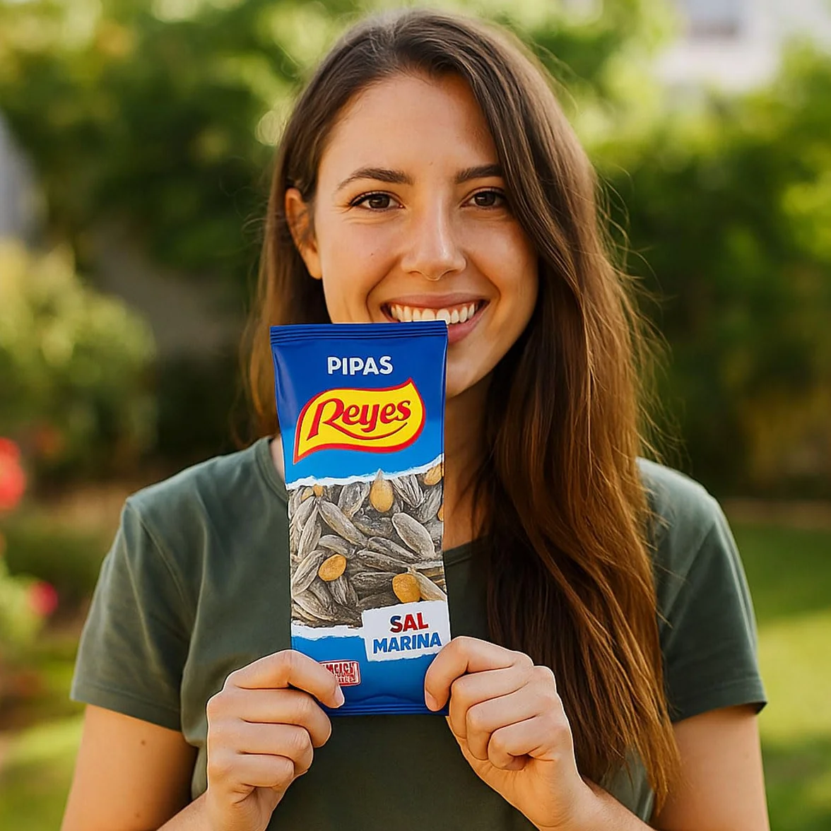 Pipas Reyes Caja 15 Bolsas x 80g Pipas Girasol Tostadas con Sal Frutos Secos Naturales Snack Saludable Aperitivo Clásico Español