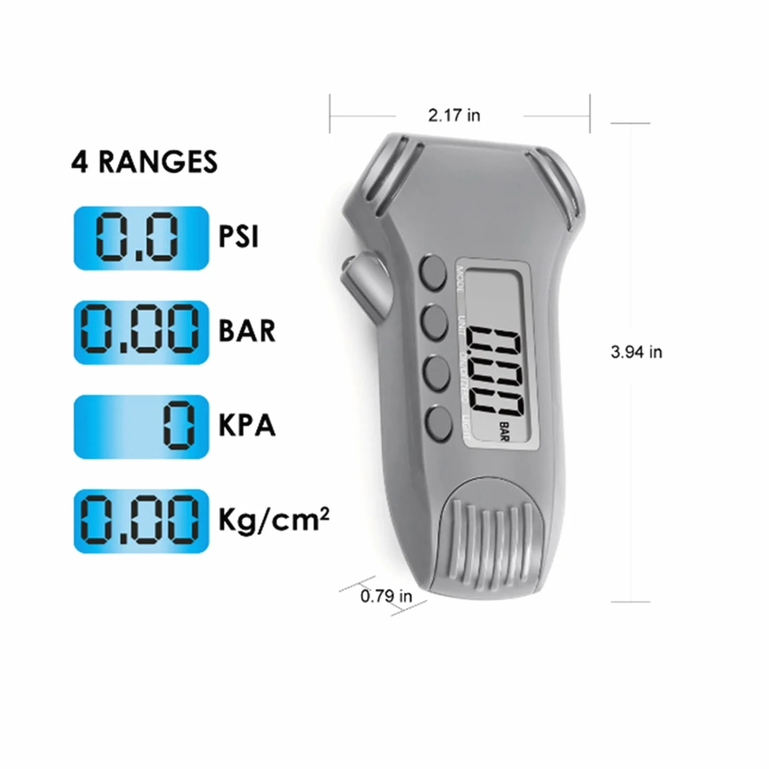 Medidor de presión de neumáticos Digital 3 en 1 de 0-20 mm con Caja de ABS Calibración automática Medidor de Profundidad de la Banda de Rodadura de presión de neumáticos de automóviles
