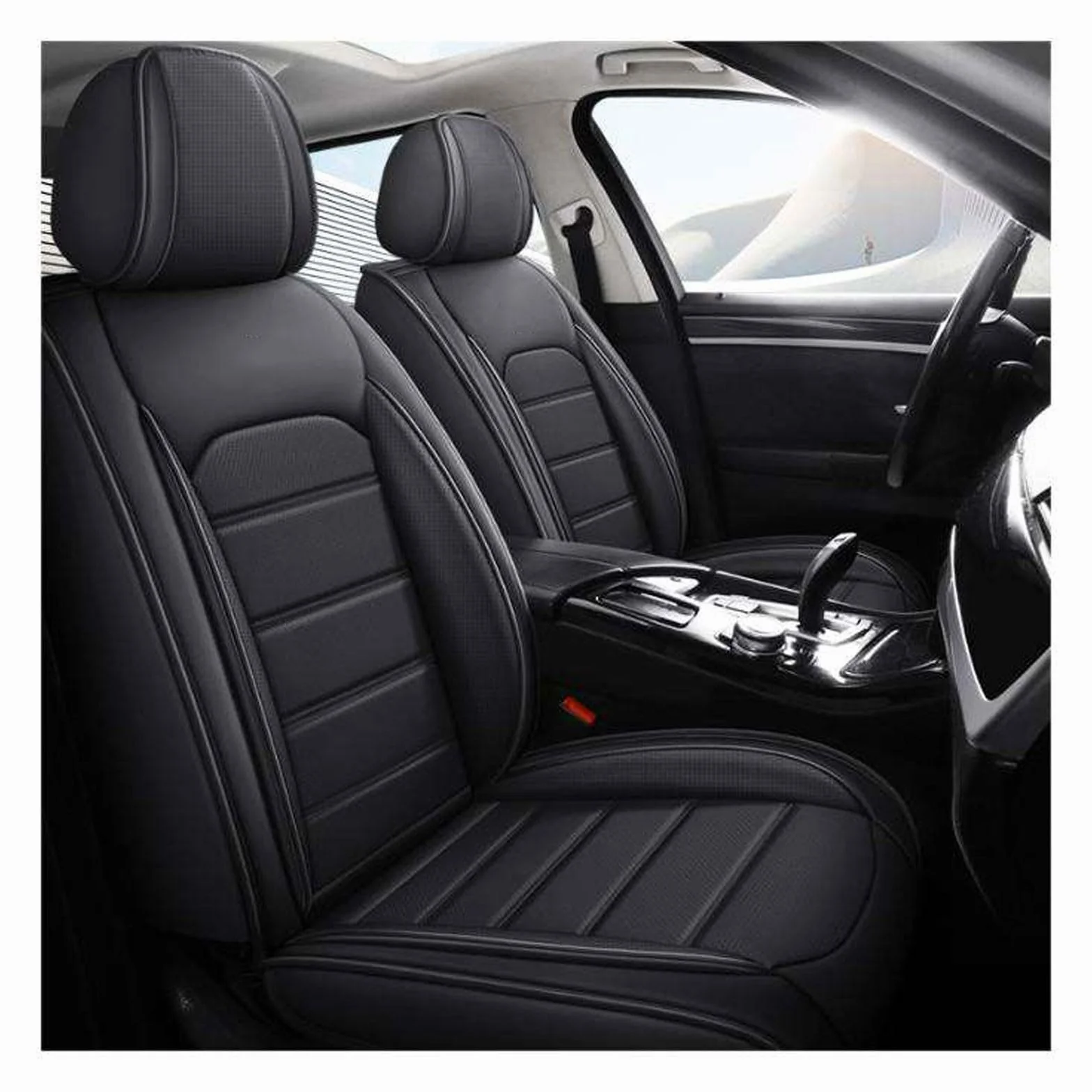 Fundas Asiento Coche Ajuste Universal para Mercedes-Benz Marco Polo,5 Plazas Asientos Coche Cubre Protector Impermeable con Airbag Accesorios Asiento(Black)