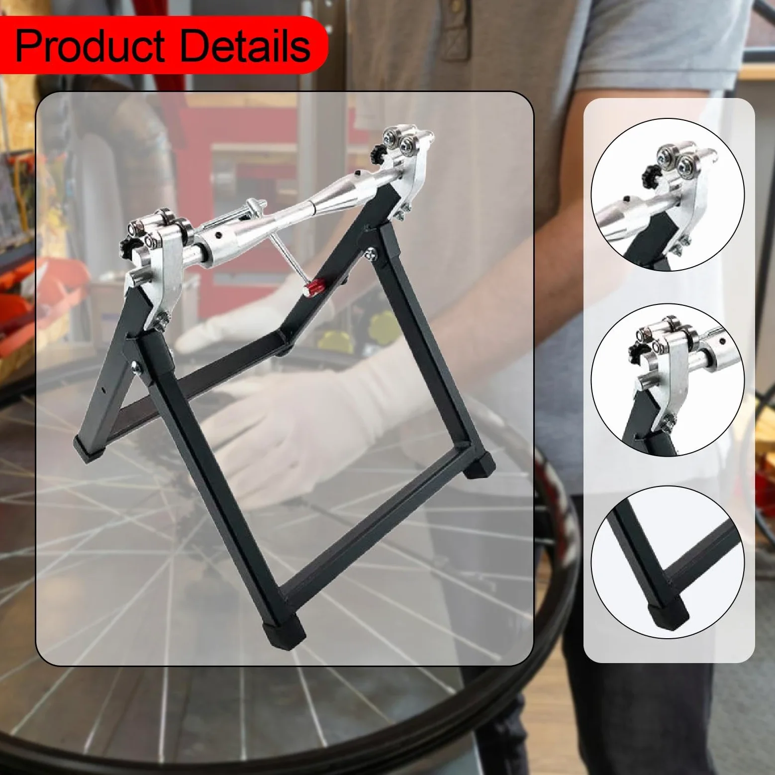 Oshhni Equilibrador de ruedas para motocicletas Soporte para equilibrar ruedas de motocicletas Accesorios estables para trabajo pesado Herramienta para, Plata