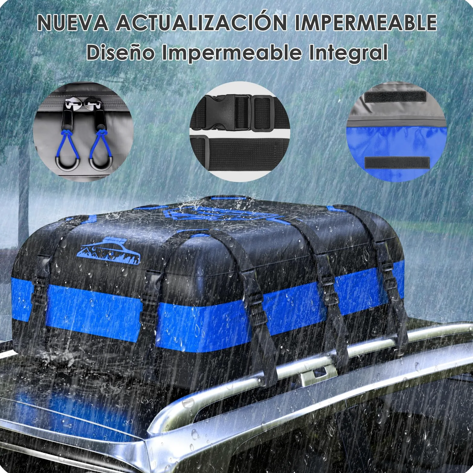 Cofre de Techo 20Cubos/566L, Cofre de Techo para Coche 700D Impermeable, Cofre de Techo con Almohadillas Antideslizantes y 10 Correas de Sujeción, Pto para Coches con/sin Portaequipajes