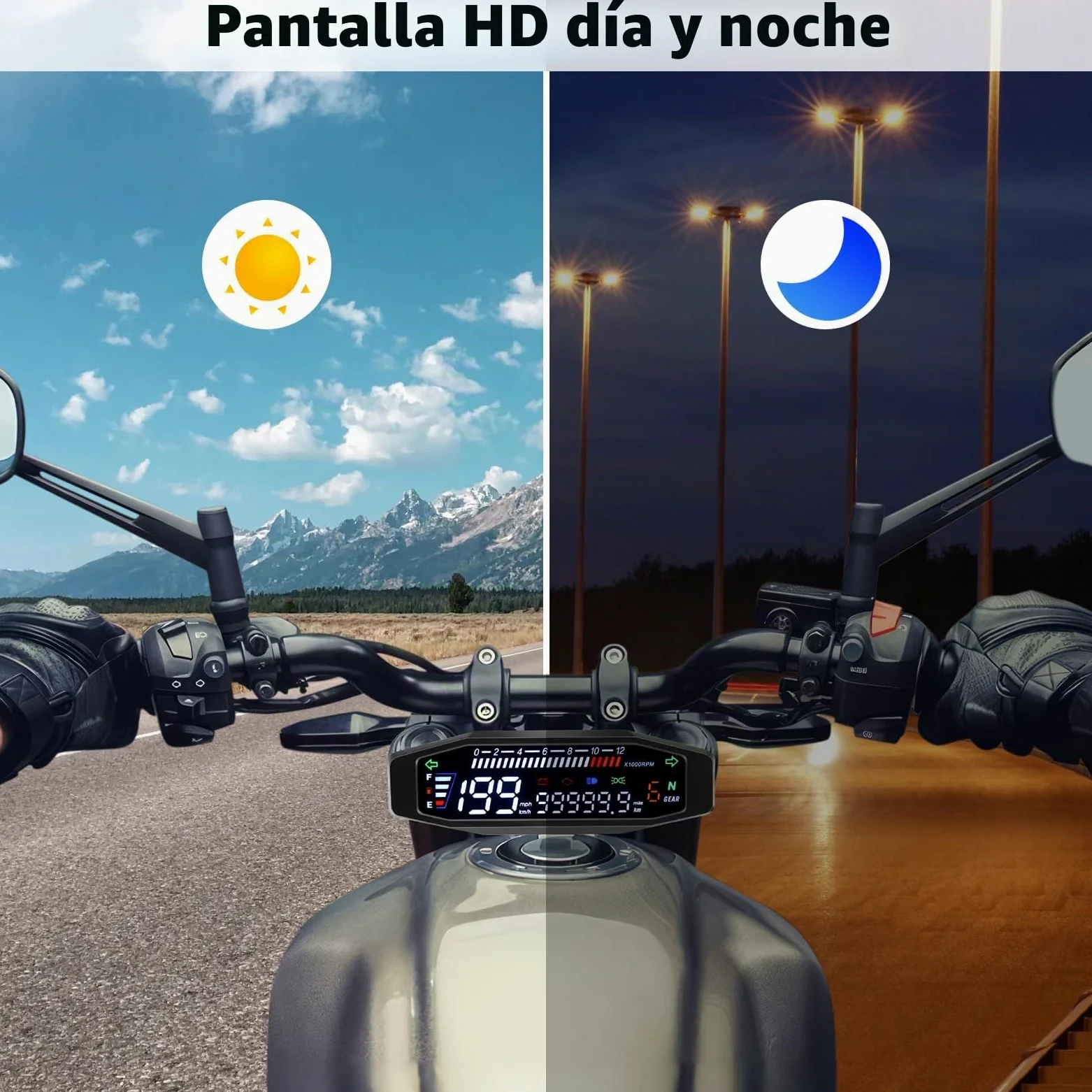 KAOLALI Velocímetro Universal Mejorado para Motocicleta, Tacómetro Digital Impermeable de 12000 RPM para Medidor de Aceite de Motocicleta, Cuentakilómetros Dual, Velocímetro