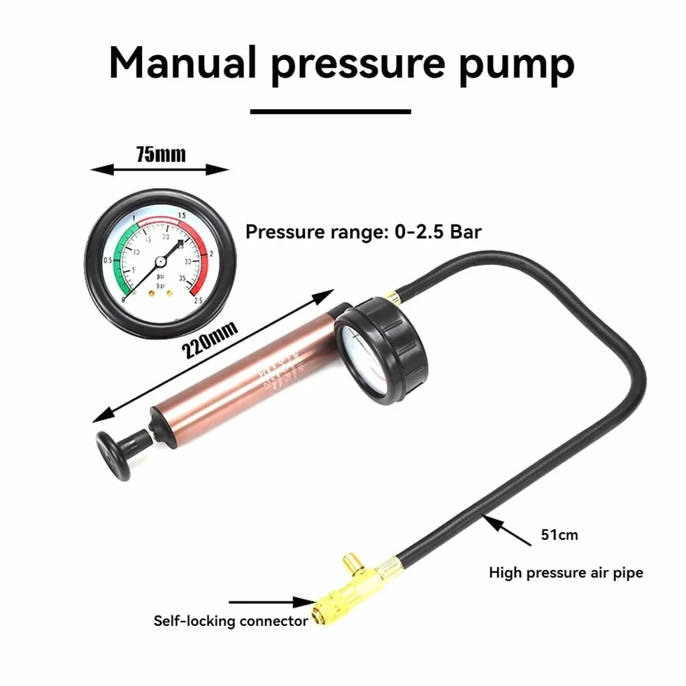 Kit de Herramientas de Prueba de Fugas de Presión del Radiador de 18 Piezas, Juego de Detector de Prueba de Fugas del Tanque de Agua del de Enfriamiento con Bomba Manual