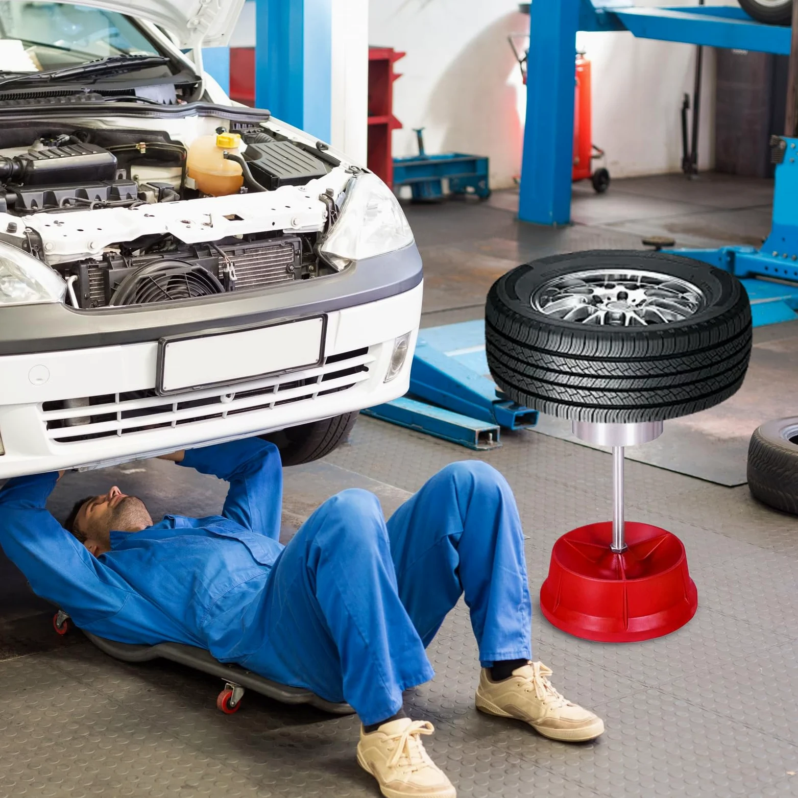 Herramienta de equilibrio de ruedas: equilibradora portátil de aleación de aluminio de 60x29 cm con nivel de burbuja, equipo de mantenimiento de automóviles rojo plateado para una alineación precisa |
