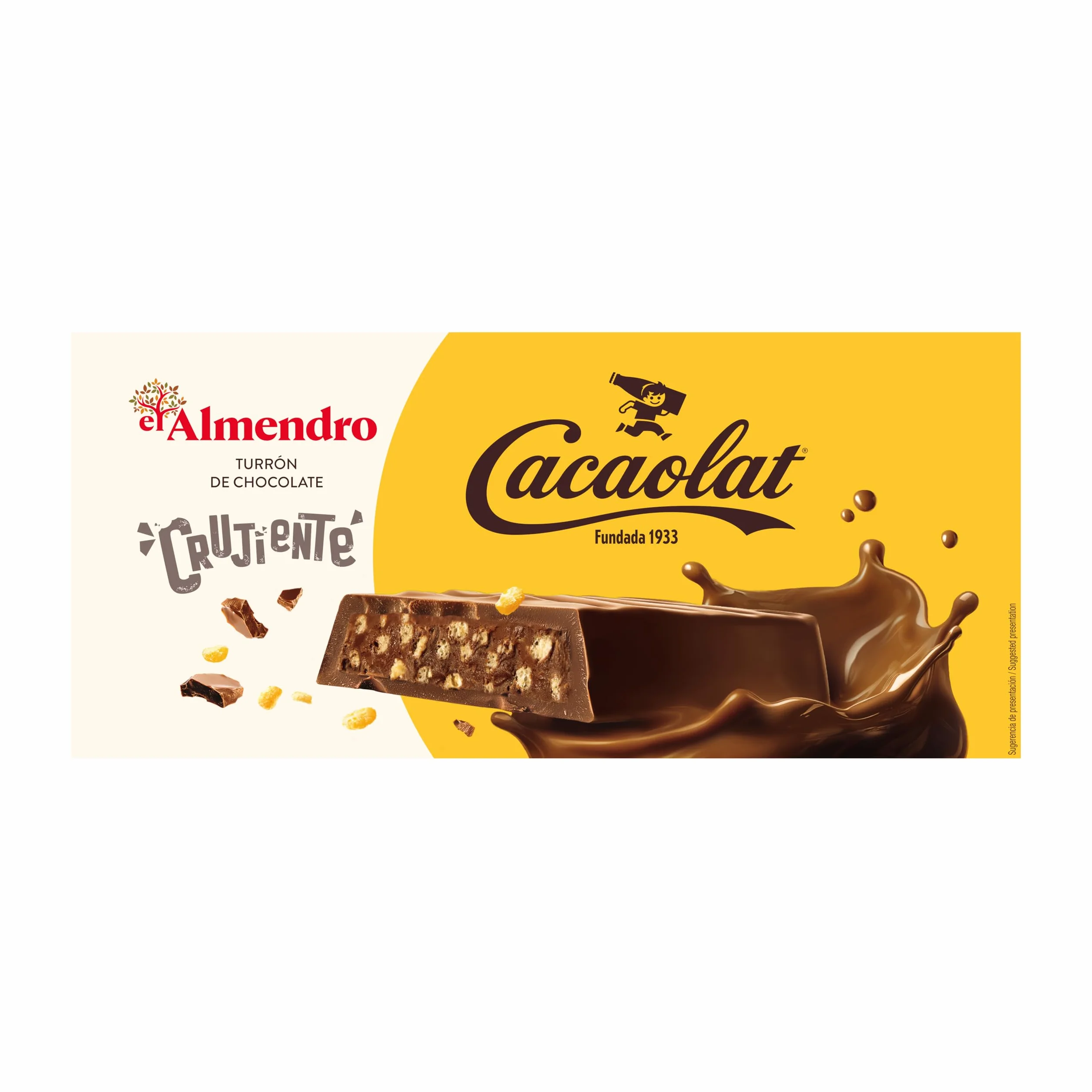 El Almendro Turrón con Chocolate Crujiente con Arroz Inflado y Almendras, 180g