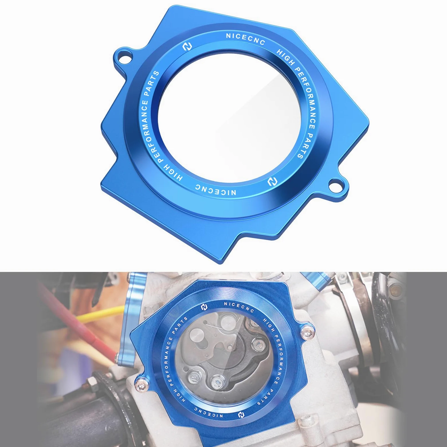 NICECNC Cubierta de Eje de Leva Transparente de aleación de Aluminio Azul Compatible with Yamaha Raptor YFM 700 2006-2024, Raptor 700 R 2009-2024, Raptor 700 SE 2009-2024