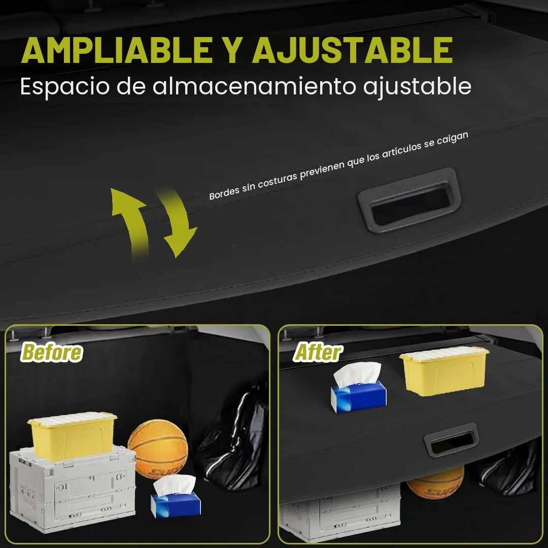 Cubierta de Carga Retráctil, Pantalla Retráctil para Maletero Negra compatible con Tucson 2016 2017 2018