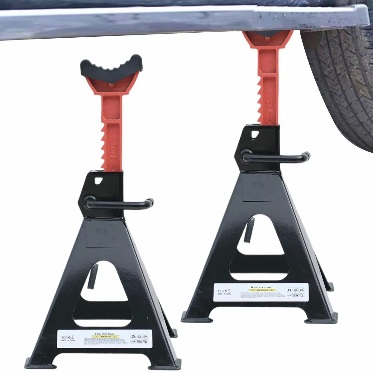 Caballete de 6 toneladas, altura regulable de 3/6 toneladas | Soporte de elevación para camión, SUV, motocicleta, cortacésped, tractor, barco, coche, garaje, taller de reparación