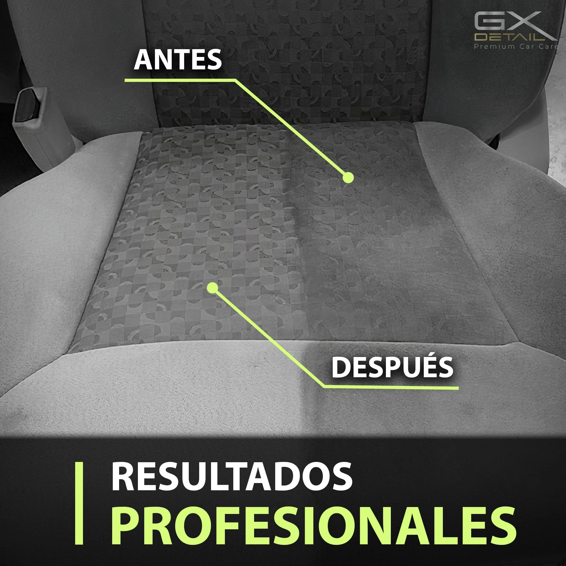 GxDetail Limpia Interiores y Tapicerías para Coche 5 Litro – Elimina Manchas, Suciedad y Olores – Fórmula Potente y Segura para Tela, Cuero y Alfombrillas – Acabado Profesional y Fácil Aplicación