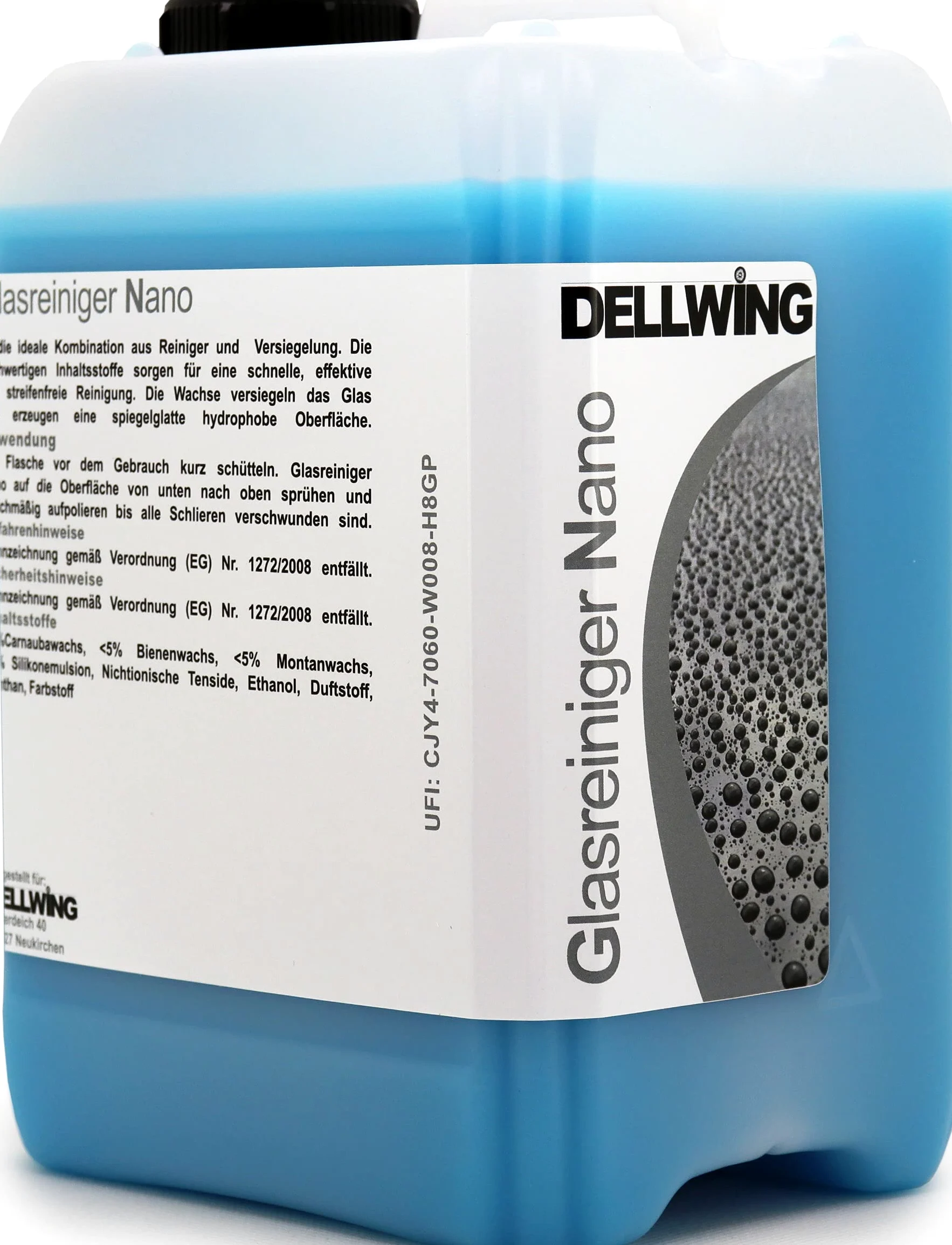 DELLWING - Limpiacristales NANO de 5 l – Limpiador y sellador para coches, ventanas, cristales, espejos y vidrio – Rápido y eficaz sin dejar marcas | Limpiador de parabrisas listo para usar con sellado, ideal para cristales, espejos y azulejos, fabricado