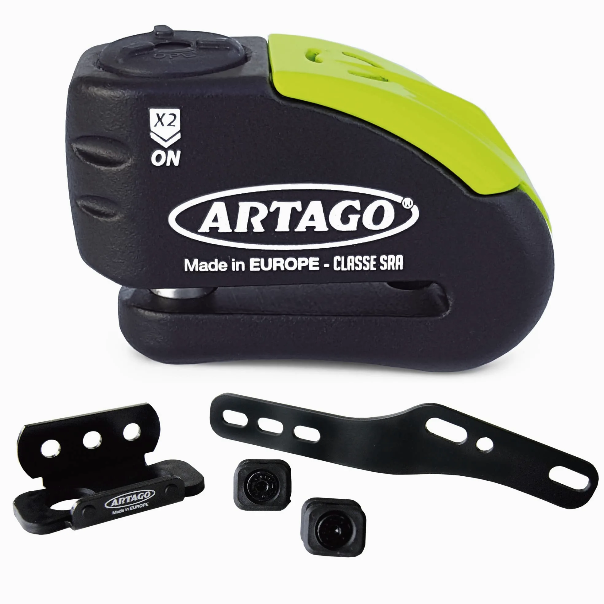 Artago 30X7 Pack Candado Antirrobo Disco con Alarma 120db Alta Seguridad + Soporte para Honda CB650F y CBR650F, Homologado SRA y Sold Secure Gold