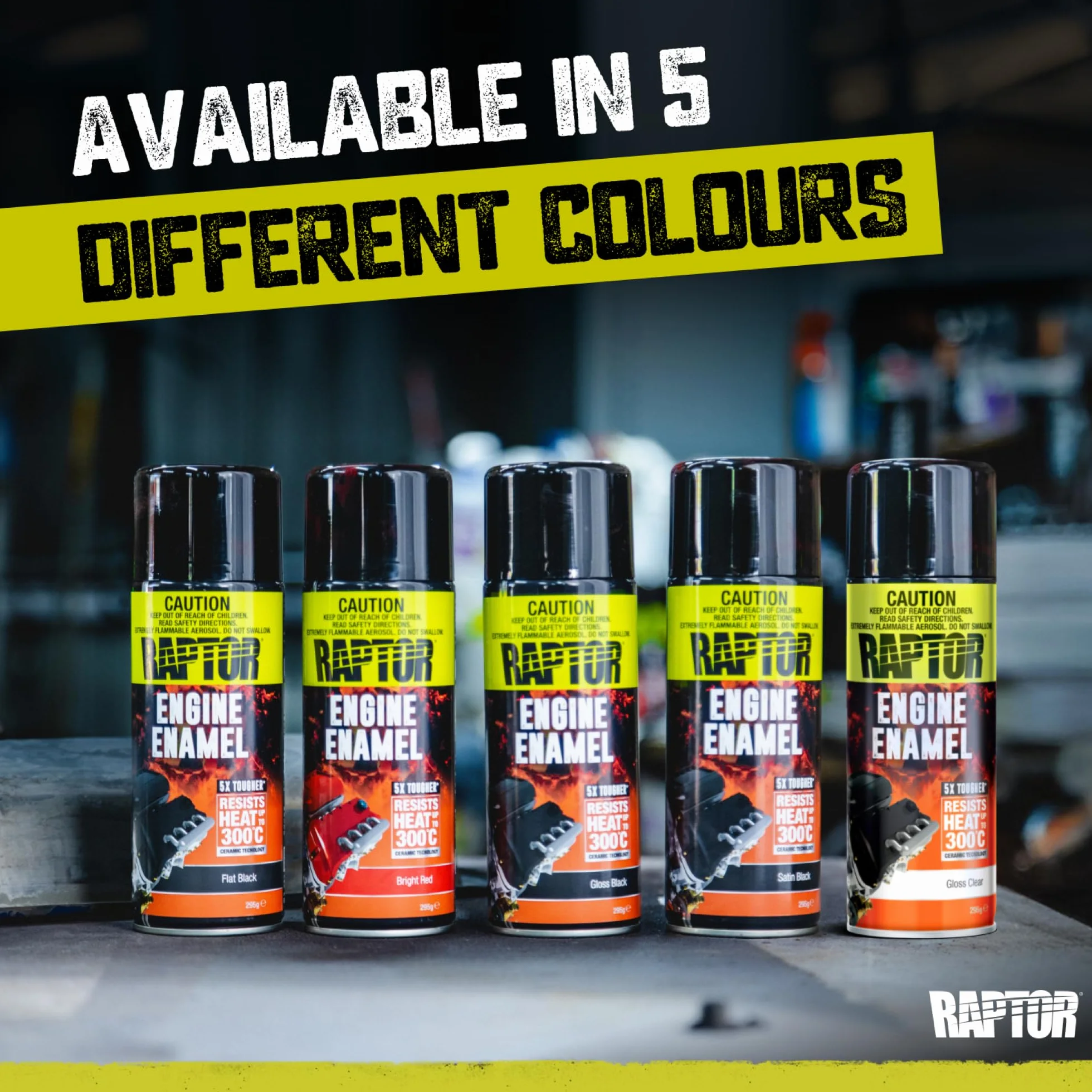 U-POL Raptor Engine Enamel | Pintura 1K Spray Para Motor | Resistente al Calor Hasta 300 °C | Protección Contra el Calor, Aceite y Líquidos en Compartimento del Vehículo