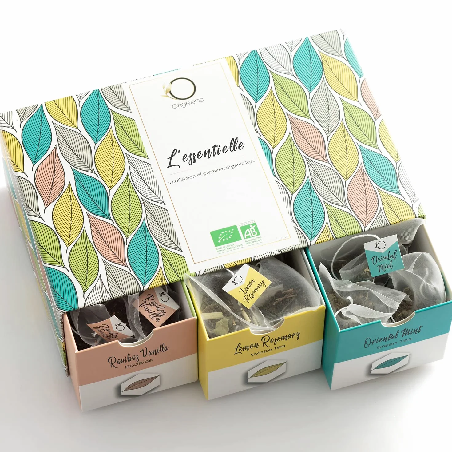 ORIGEENS TE ORGANICO Caja té Orgánico Surtido premium 6 sabores Caja Regalo 48 bolsitas piramidales