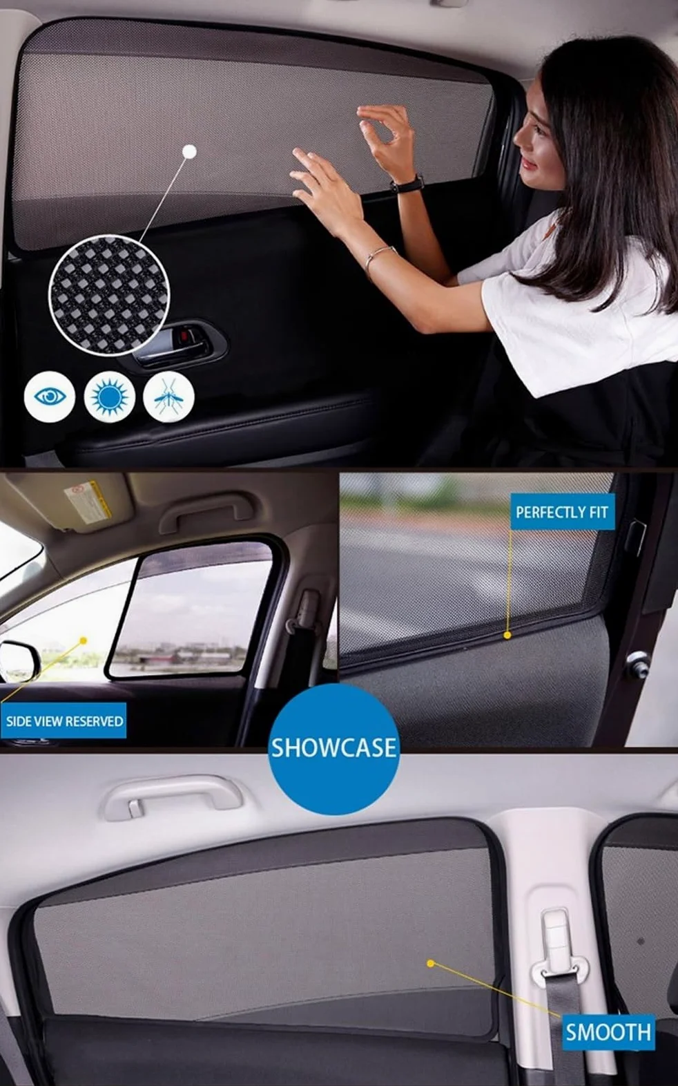 Parasol Coche Para Kia para Grand para Carnival YP 2014-2019 2020 Sedona parasol magnético para coche parabrisas delantero cortina ventana lateral trasera, parasol Coche Parasol ( Tamaño : 2PCS Rear )