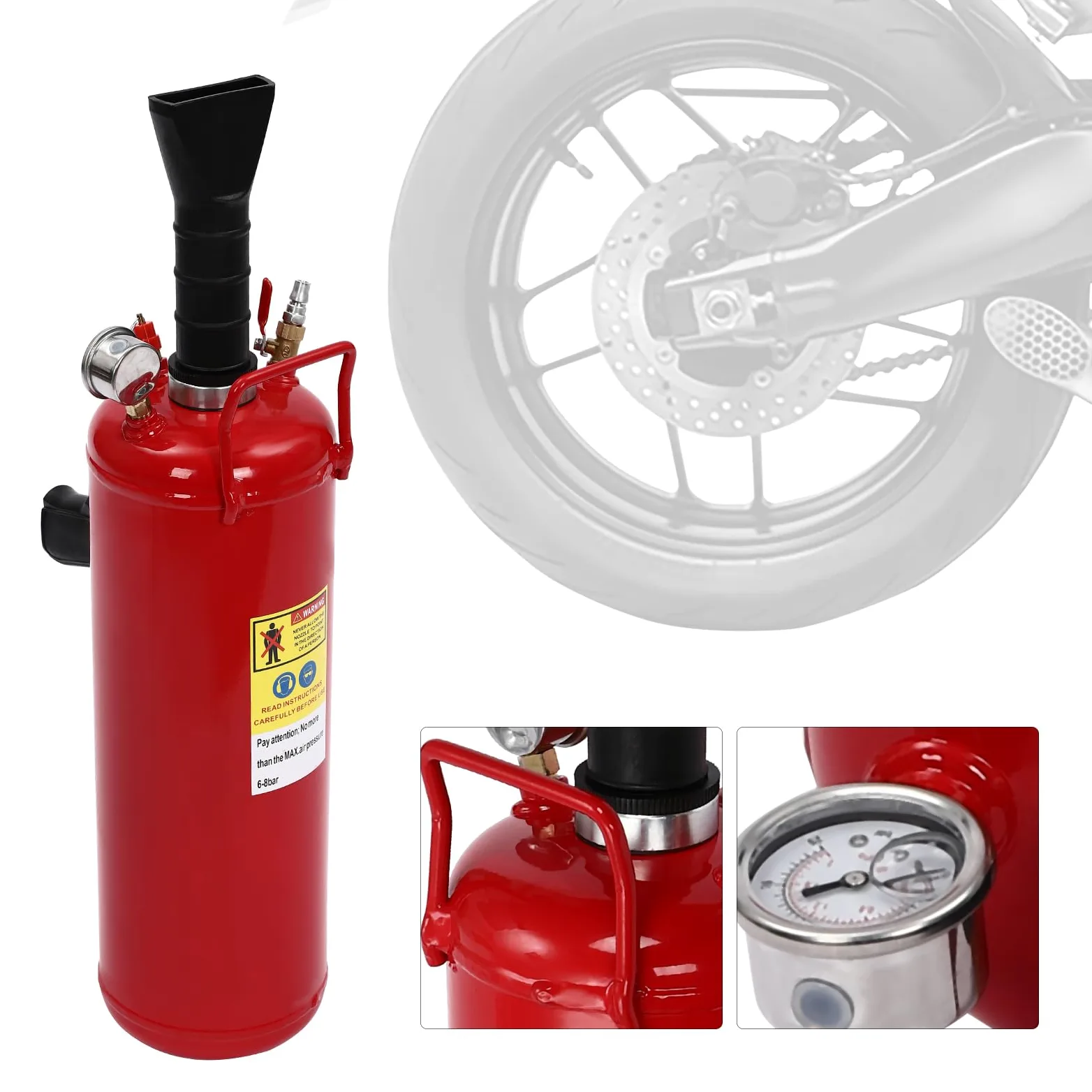 Inflador de neumáticos de 9 l, bomba de aire para motocicleta, inflador de neumáticos de motocicleta, compresor de aire portátil para inflador de neumáticos, inflador de neumáticos con