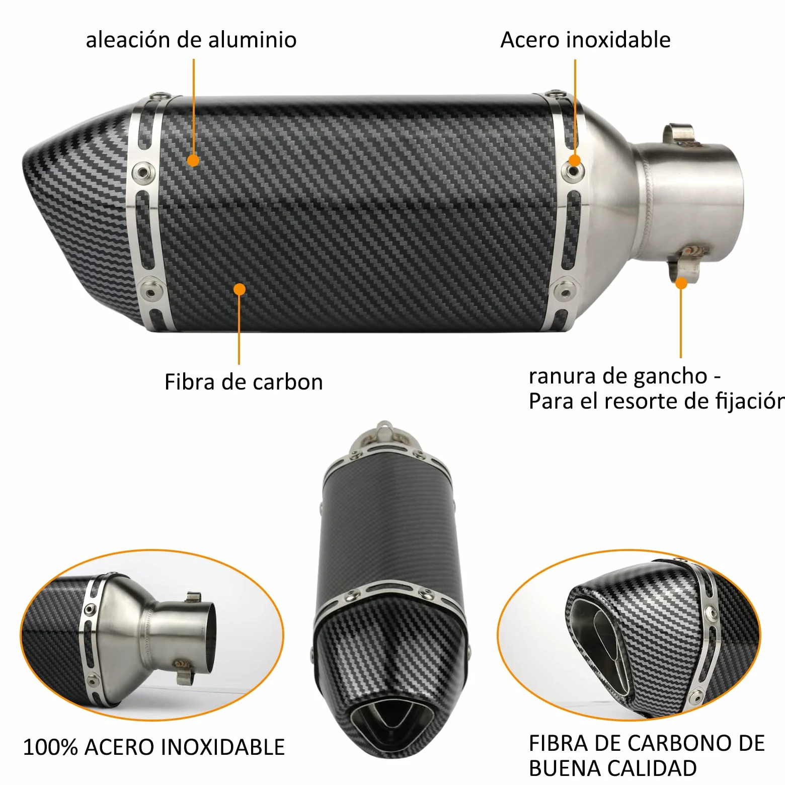 Escape de Motocicleta,38-51mm Silenciador de Tubo Universal, de aluminio con extraíble DB Killer para Yamaha Suzuki Moto ATV Universal