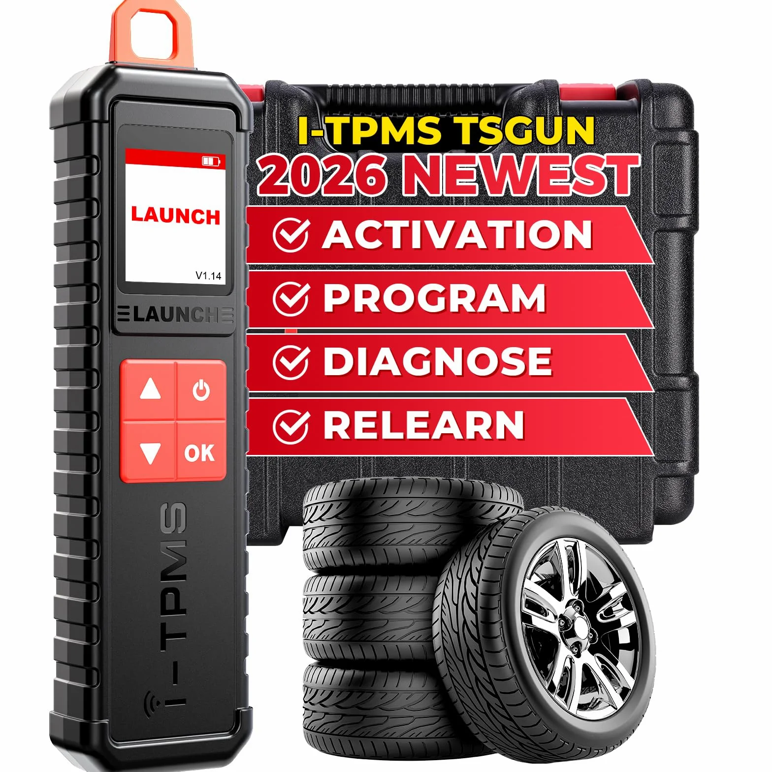 LAUNCH X431 i-TPMS Sensores de Presión de Neumáticos, Activar/Nuevo Aprender/Programar Detector de Presión de Neumáticos, Herramienta de Diagnóstico de TPMS Funciona con X431 V+/Pros V/Pad VII