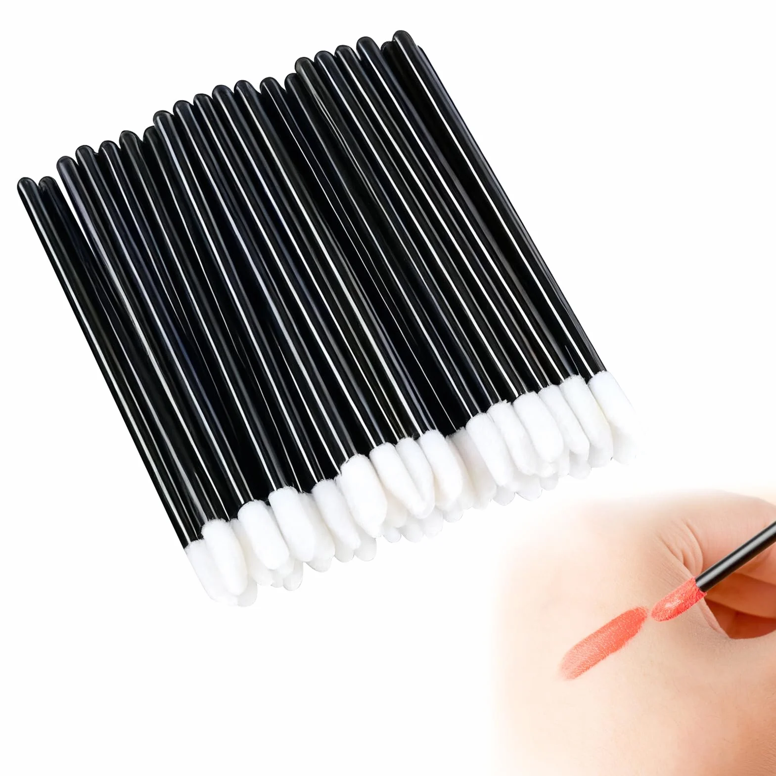 Brochas Para Labios Desechables, 100PCS Pinceles de Labios Higiénicos, Aplicadores de Maquillaje de Uso Único