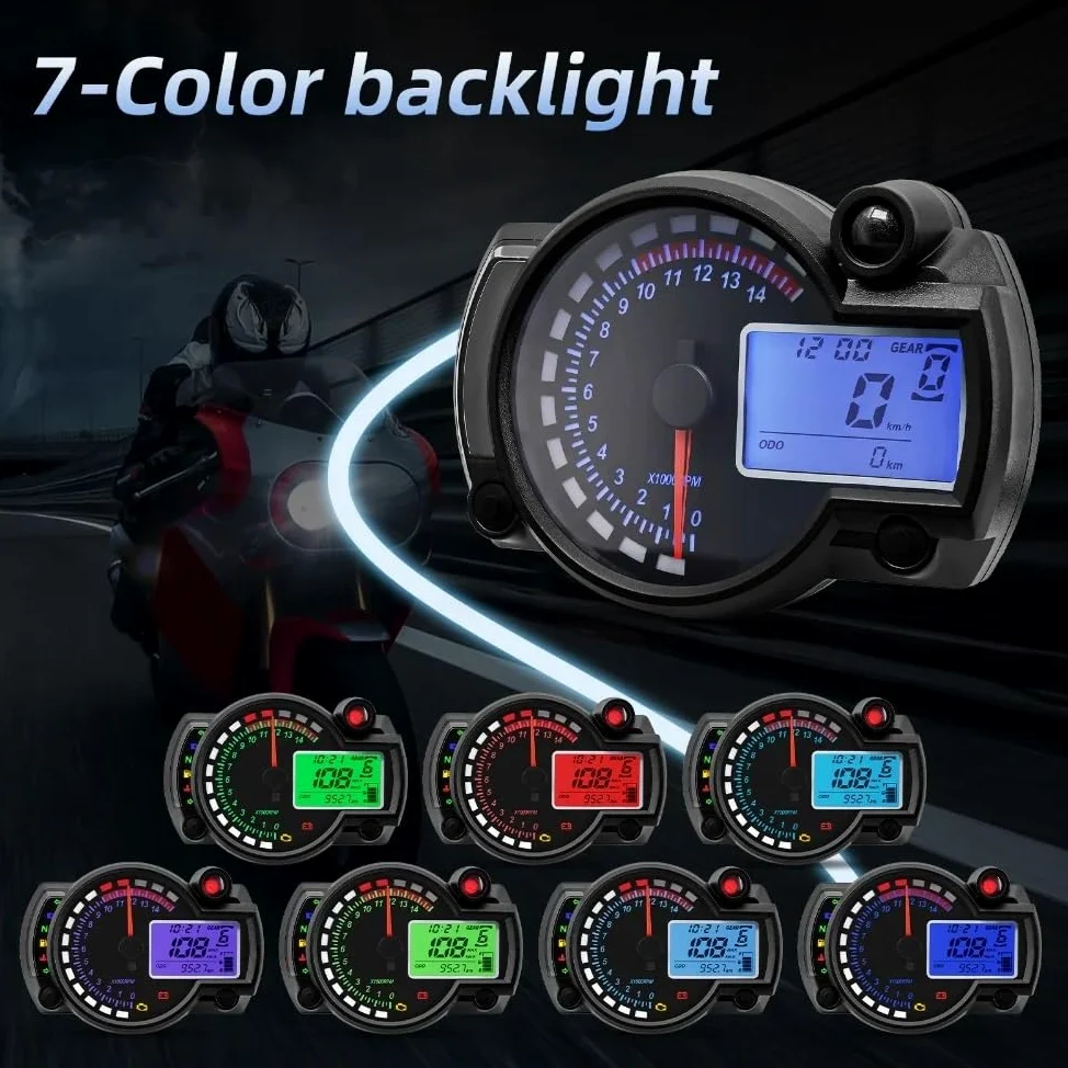 odómetro Velocímetro Universal para motocicleta, tablero Digital LED para Moto, Panel contador de horas para Motocross 7 colores