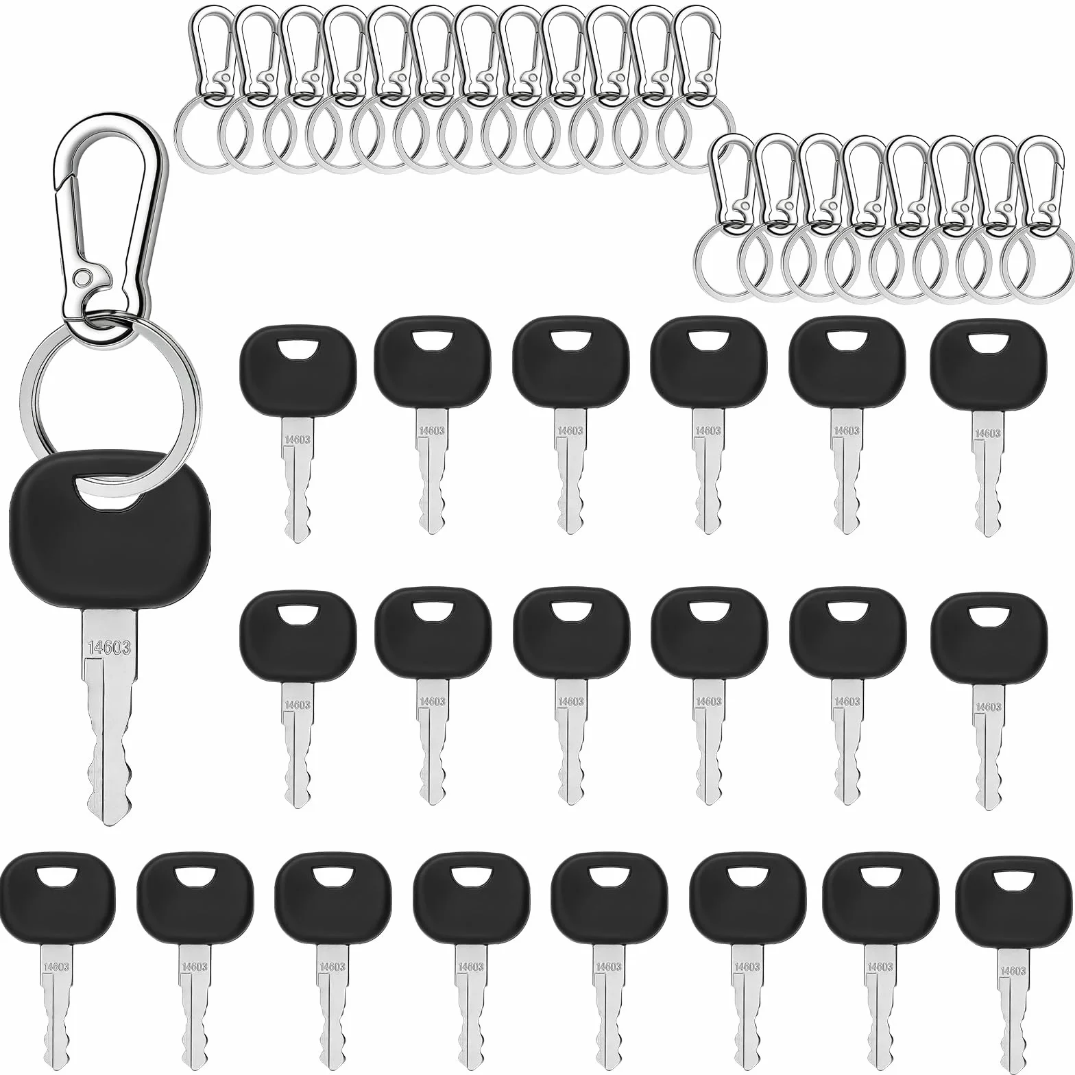 Juego de llaves para maquinaria de construcción, 20 unidades, 14603, llave de encendido con llavero, juego de llaves para tractores, apiladores, cargadoras de ruedas
