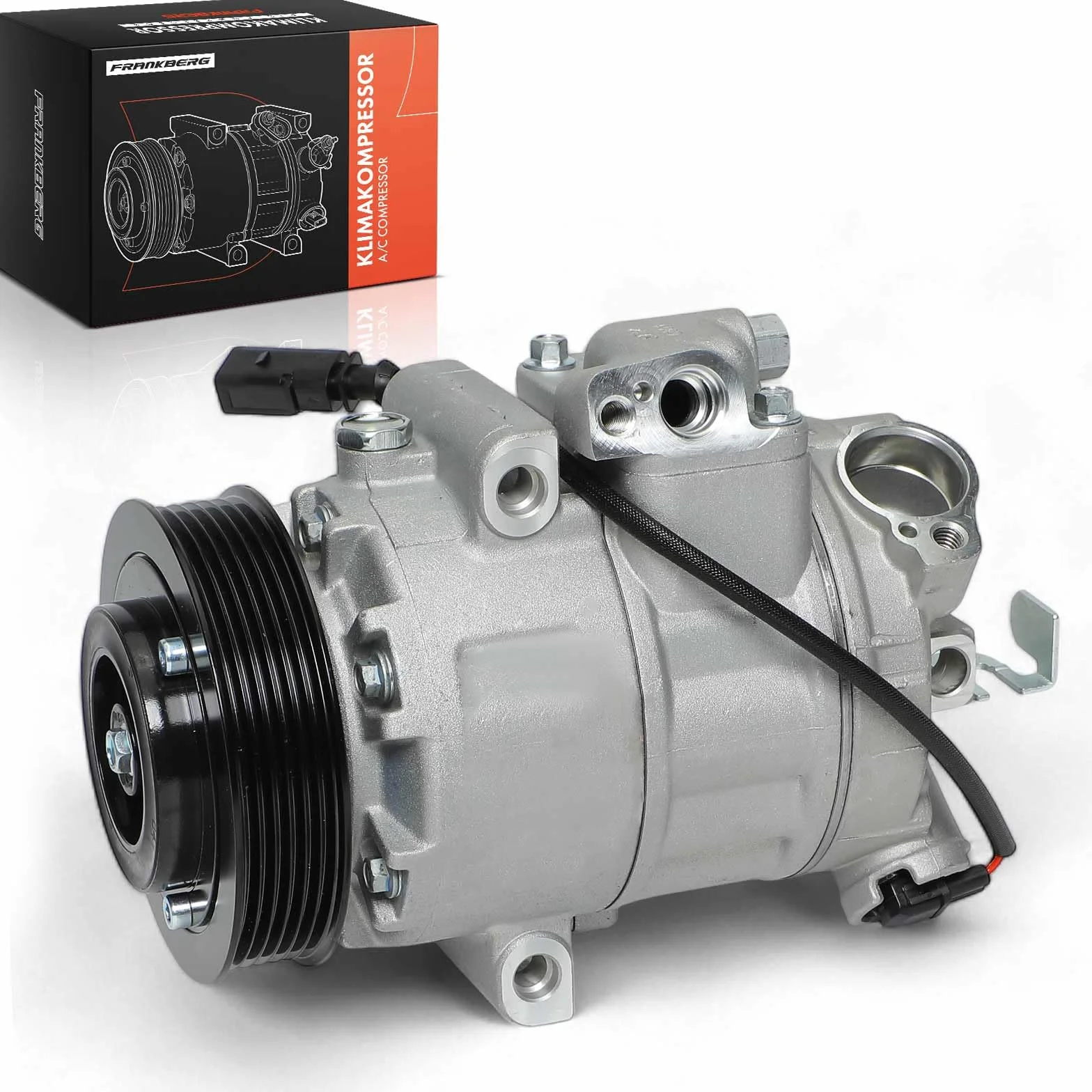 Frankberg Compresor de aire acondicionado con embrague 6Q0820803D | Compatible con: Polo 9A 9N, Golf IV Variante 1J5, Polo 6C1 6R1, Habitación 5J7, Ibiza IV ST 6J8 6P8, NH3 rápido NK3 NK6