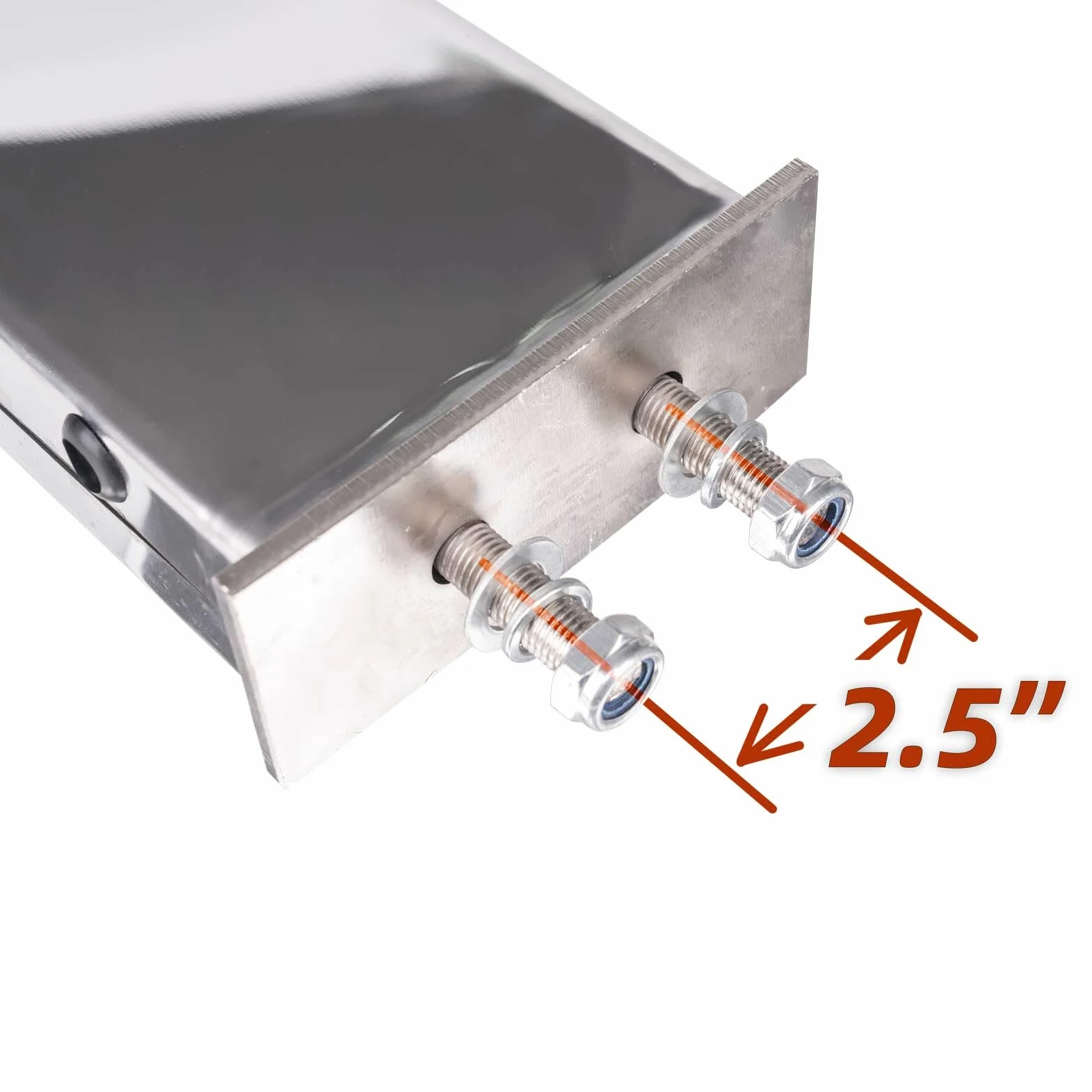 Colgador de solapa de barro con resorte superior plano con espacio de pernos de 2 1/2 pulgadas y agujeros redondos de 4 pulgadas