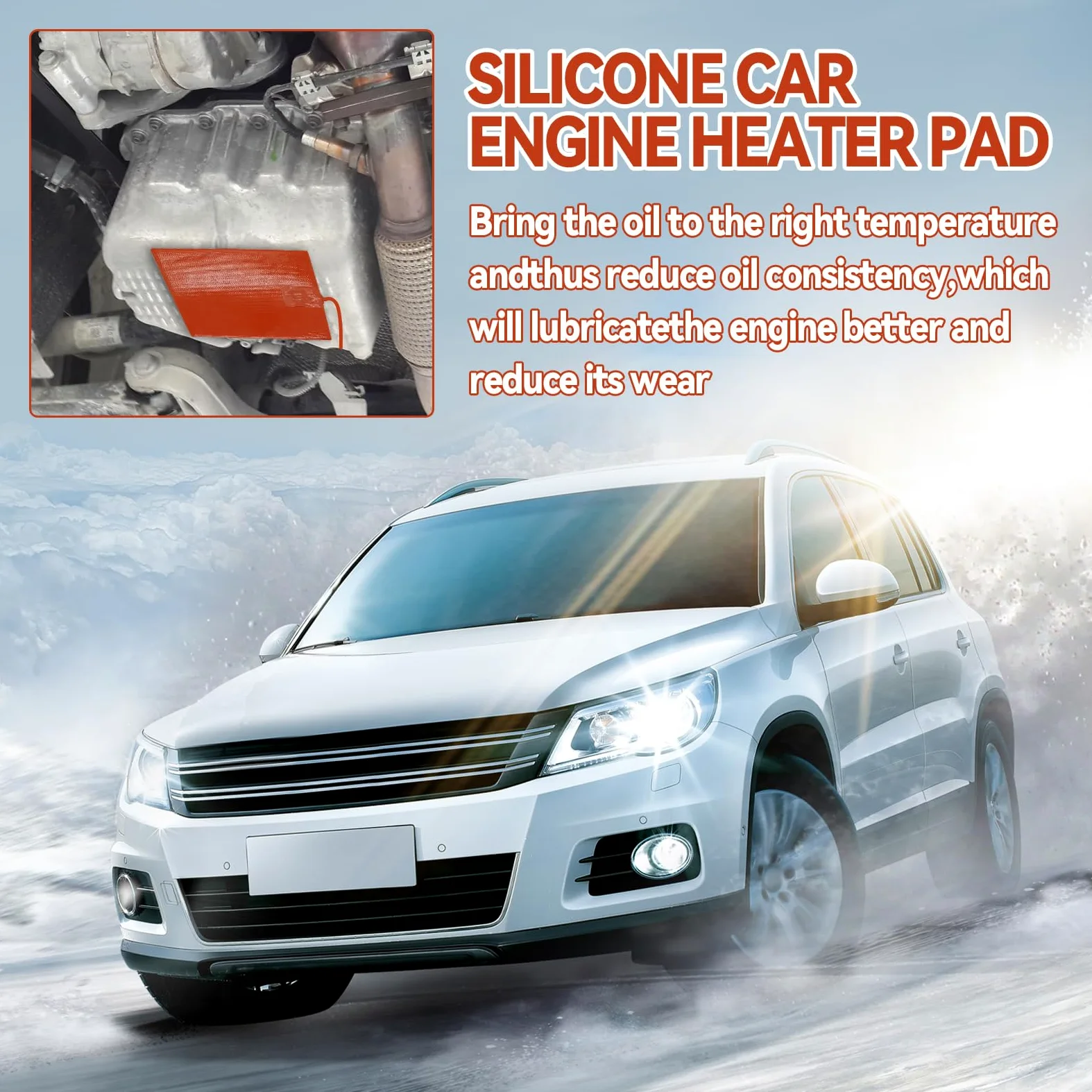 2 almohadillas de calefacción de silicona para motor de coche, 120 V, 300 W, 6 x 8 pulgadas, calentador universal de motor de coche, almohadilla de calentador eléctrico, bloque de motor
