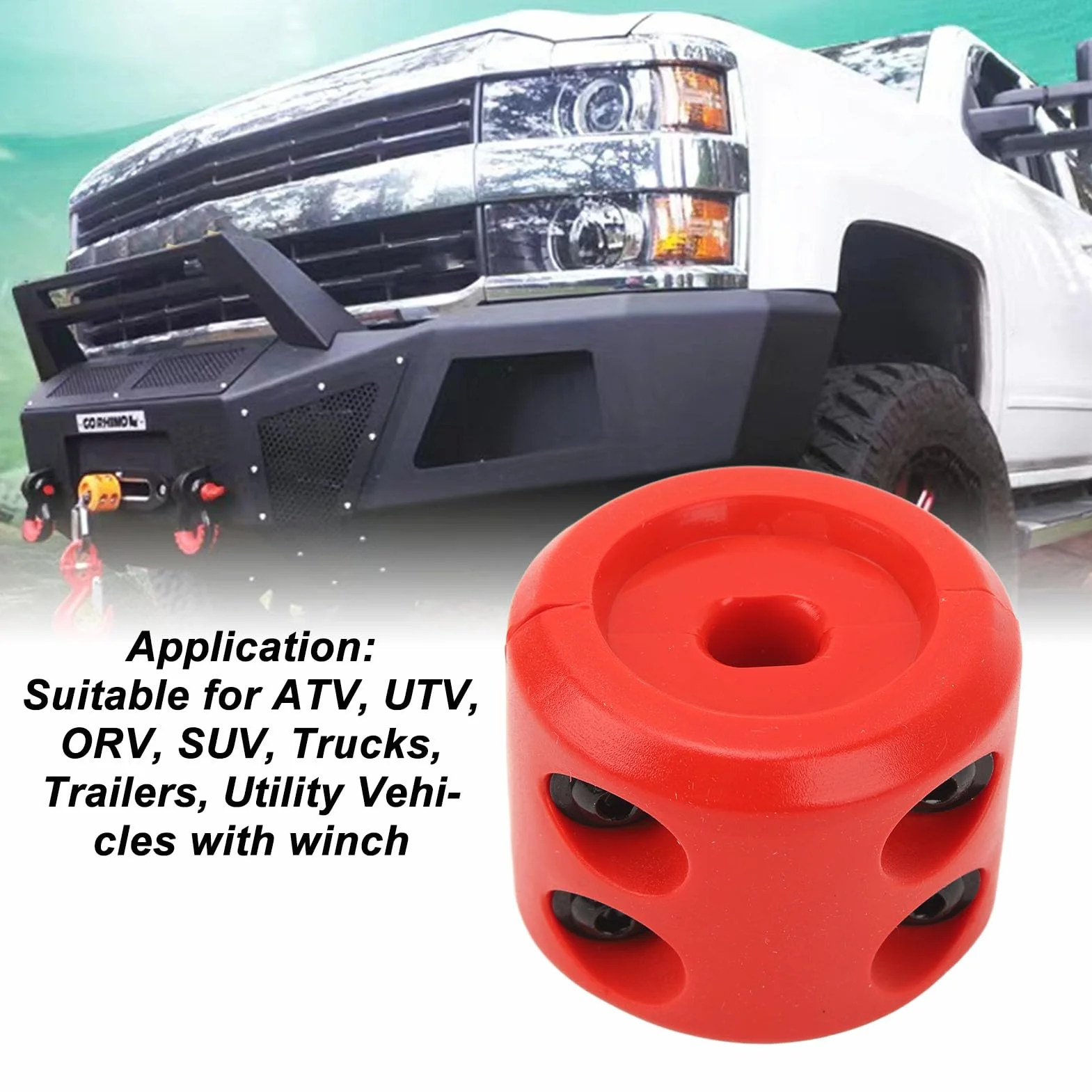 Tope de gancho para cable de cabrestante con llave hexagonal ATV, UTV, SUV, ORV o camión ORV (rojo)