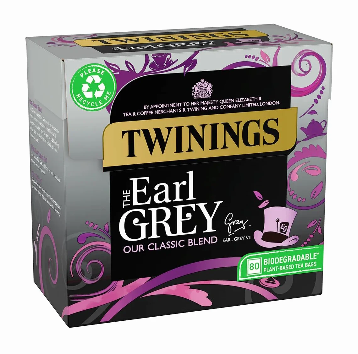 Earl Grey té negro inglés bergamota limón 80 bolsitas
