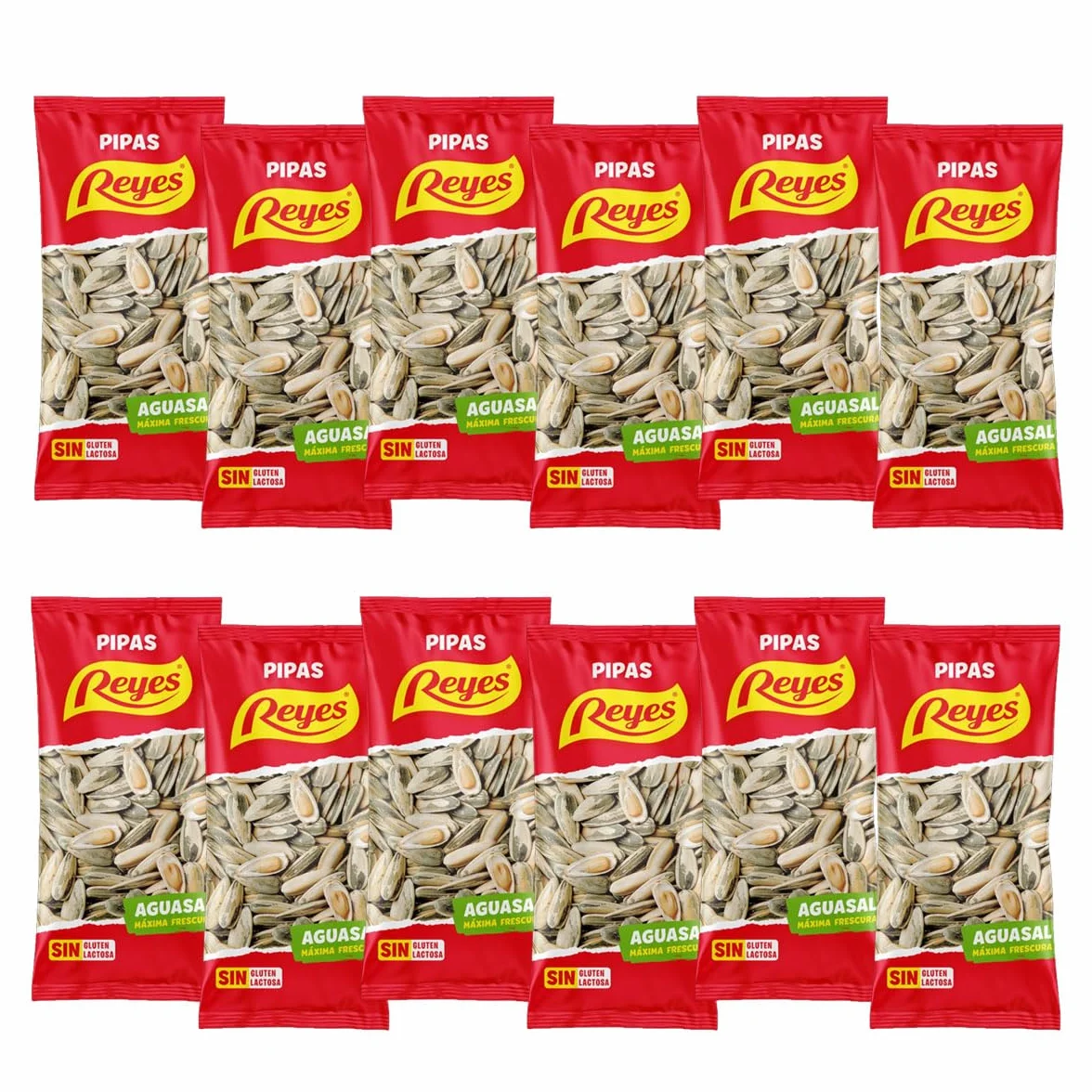 Pipas Reyes Caja 15 Bolsas x 80g Pipas Girasol Tostadas con Sal Frutos Secos Naturales Snack Saludable Aperitivo Clásico Español