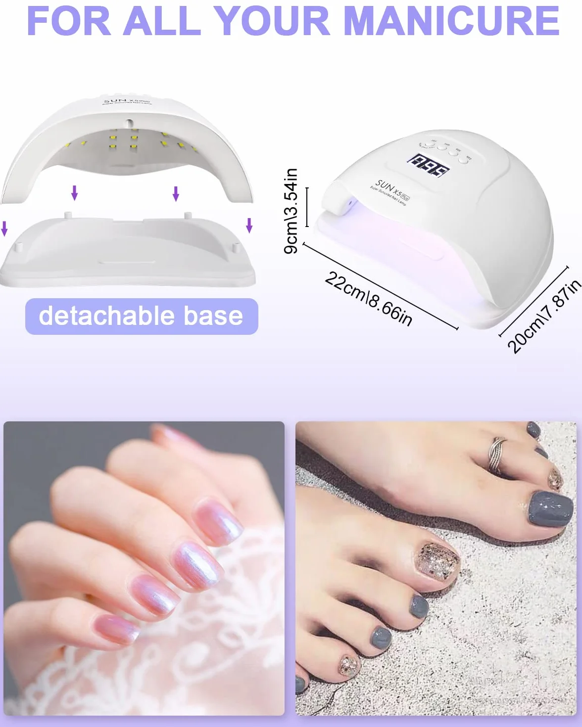Lampara LED Uñas 168W Secador de Uñas UV Profesional con Sensor Automatico 4 Temporizadores