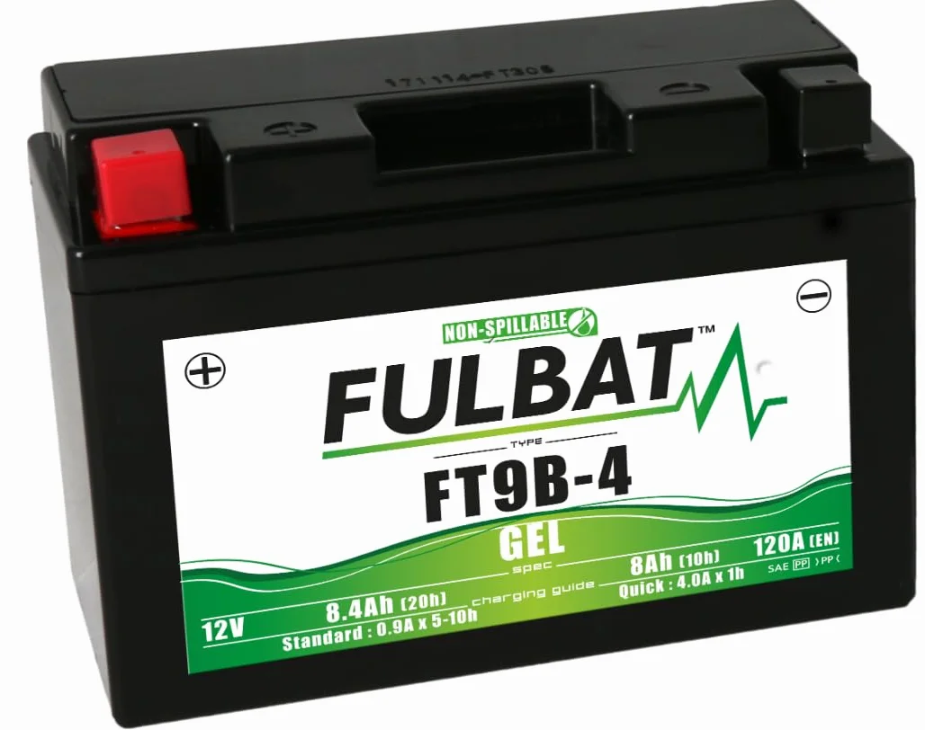 FULBAT Batería de moto GEL FT9B-4 YT9B-BS 12 V 8,4 Ah 120 A