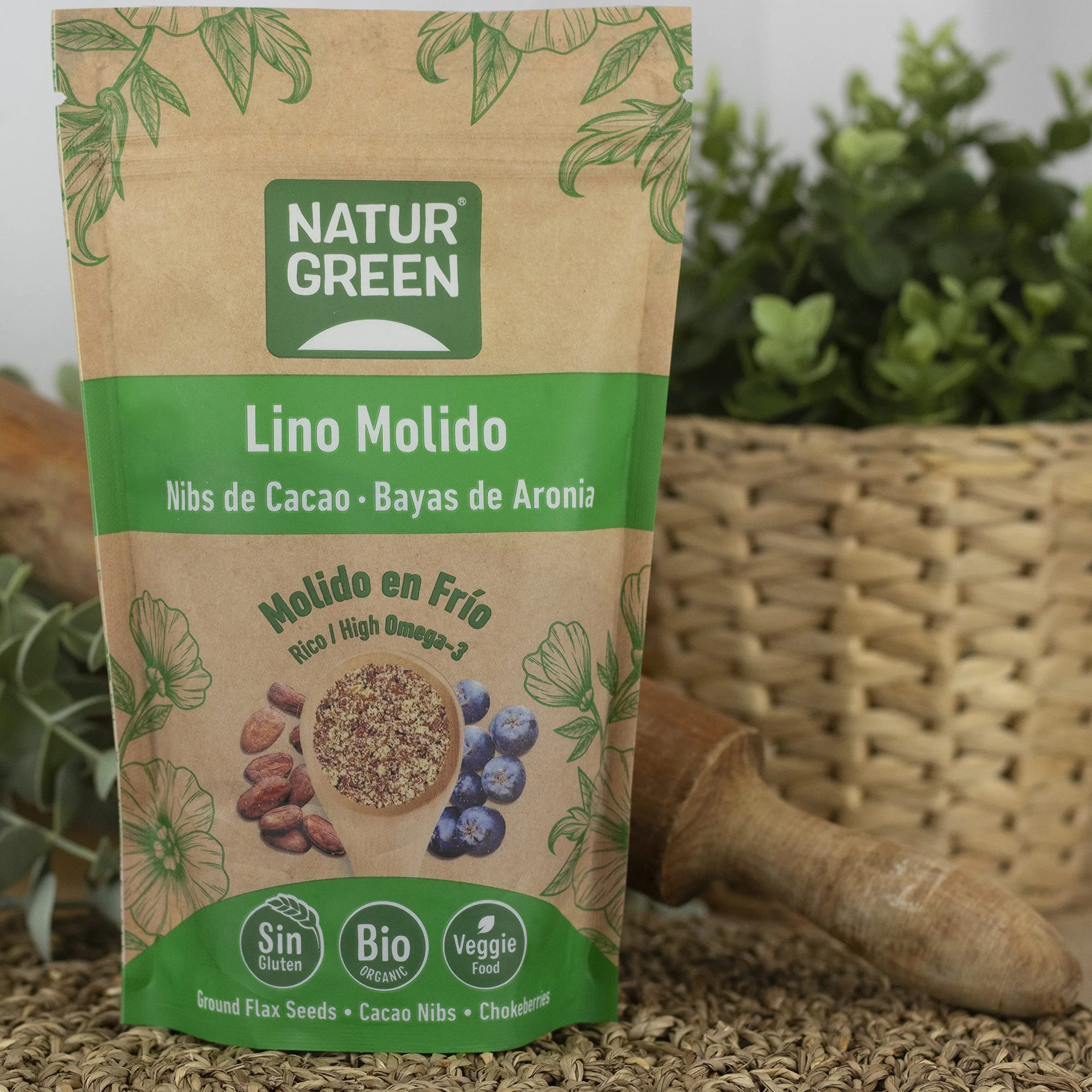 Lino Molido, Nibs de Cacao y Aronia Bio 225 g