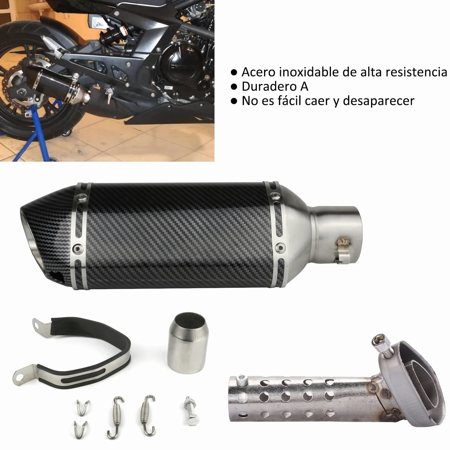 Escape de Motocicleta,38-51mm Silenciador de Tubo Universal, de aluminio con extraíble DB Killer para Yamaha Suzuki Moto ATV Universal