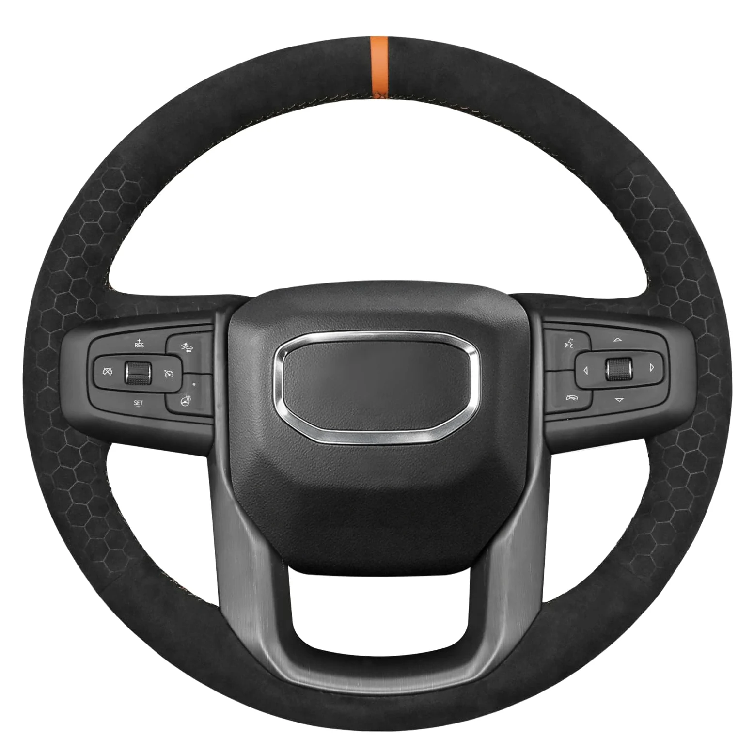 Funda para Volante de Coche para GMC Sierra 1500 / Sierra 1500 Limited/Sierra 2500 3500 / Yukon (XL) Fabricada en Microfibra de Cuero con Acabado Brillante de Fibra de Carbono