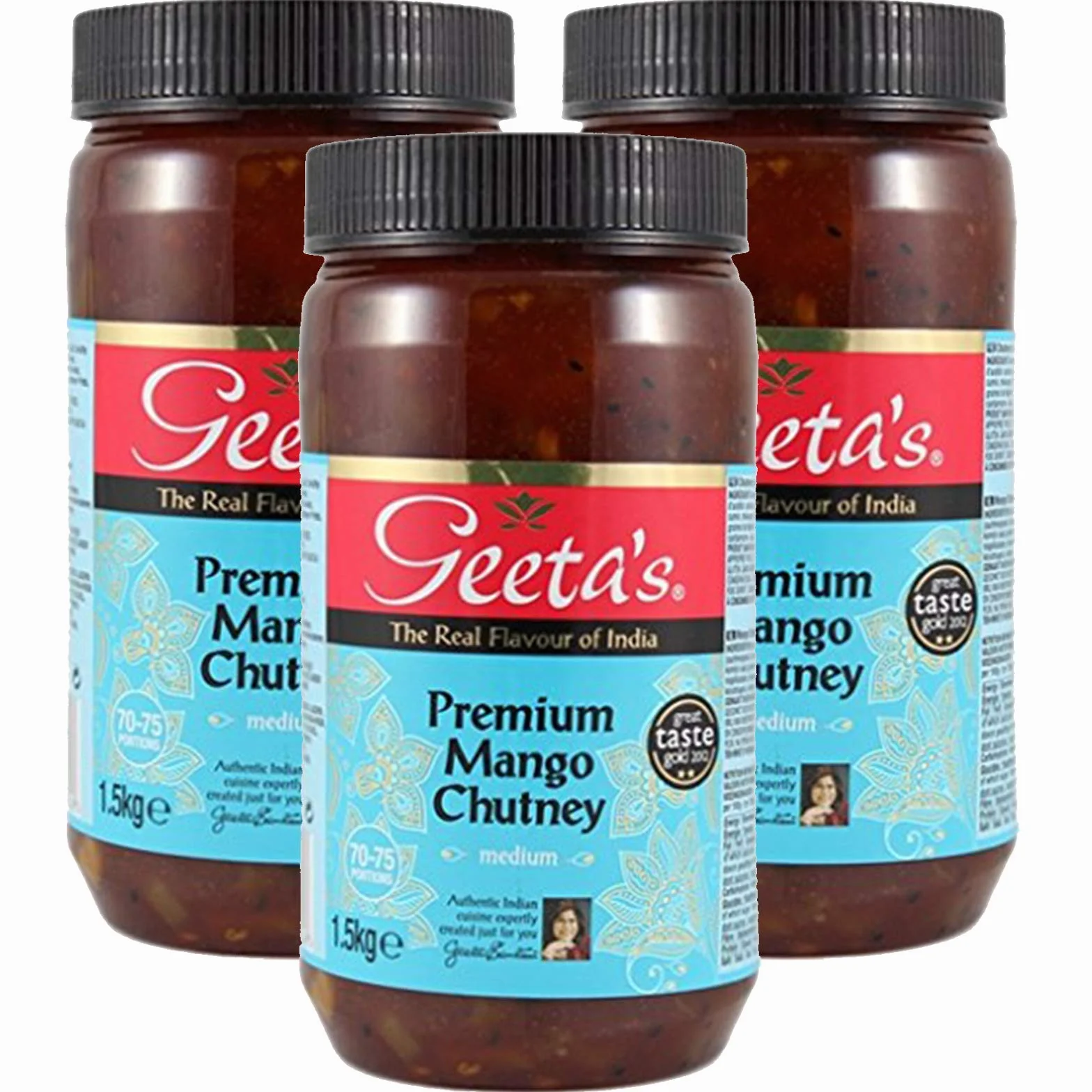 Geeta's Chutney de mango 1,5 kg (paquete de 3) sin gluten