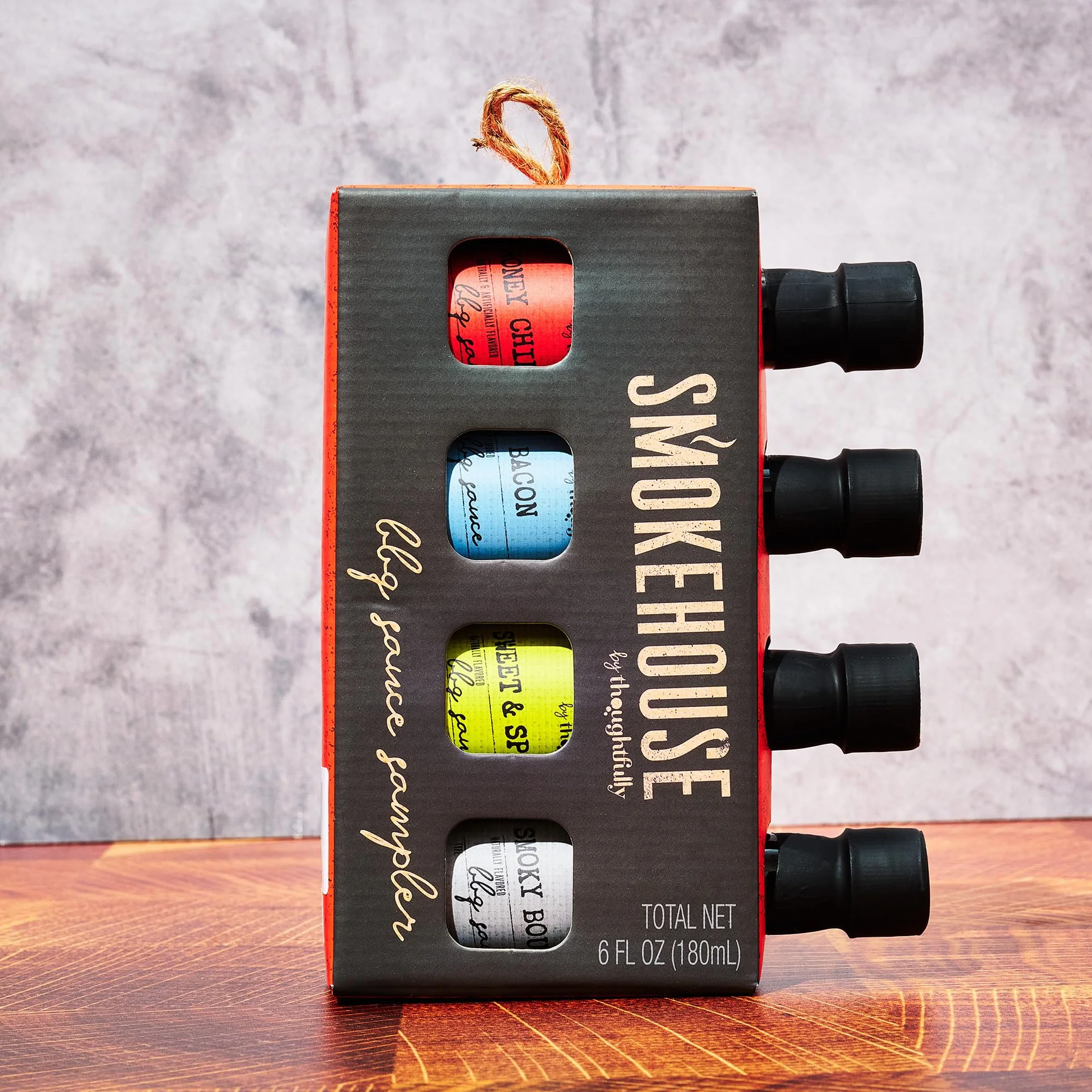 Smokehouse by Thoughtfully Juego de 4 salsas para barbacoa gourmet chipotle miel bourbon ahumado dulce picante tocino
