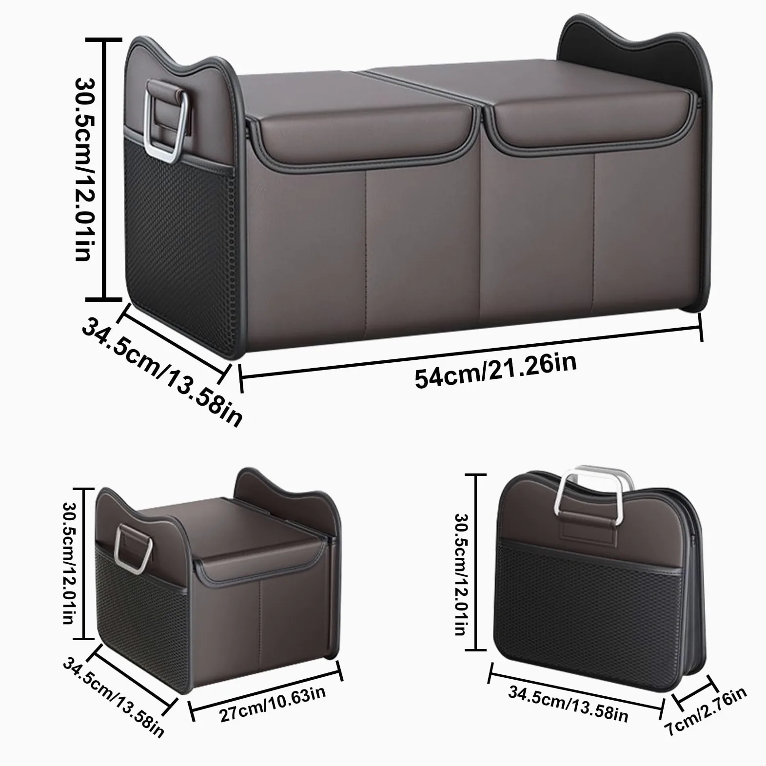 Organizador de maletero grande, tapa plegable para de almacenamiento de | coche, organizador de carga de vehículo de 21,26 x 13,58 x 12,01 pulgadas con asas duraderas, contenedor de almacenamiento