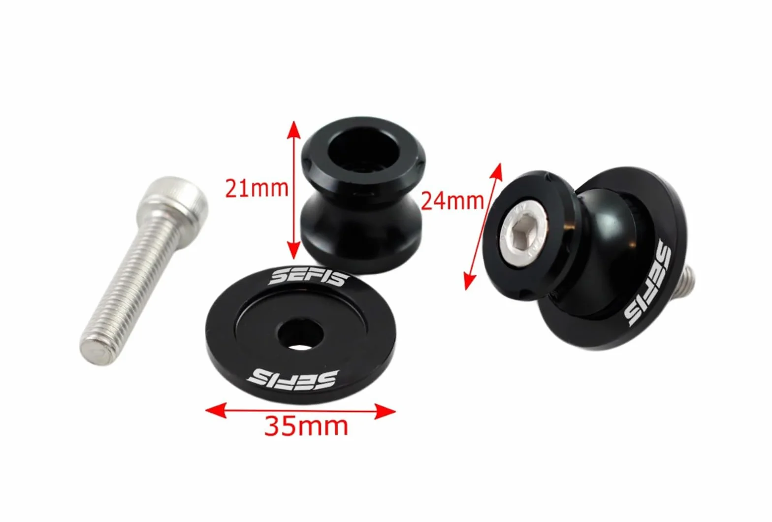 SEFIS M20U - Juego de soporte para motocicleta + bujes prisma M8 para rueda trasera, elevador de moto, soporte de servicio trasero plegable (para BMW S1000RR / R/XR M1000RR / R/XR)