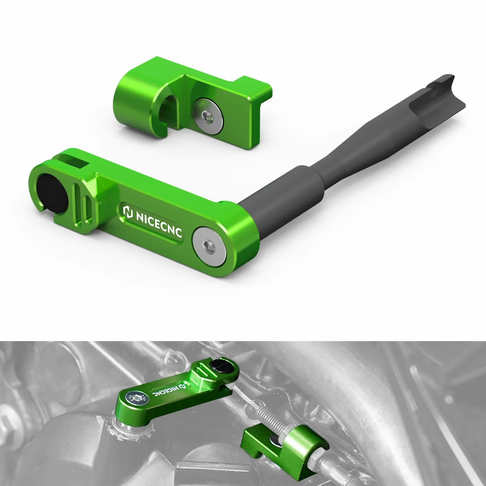 Brazo de embrague NICECNC compatible con Kawasaki KLR650 2008-2024, aluminio, verde