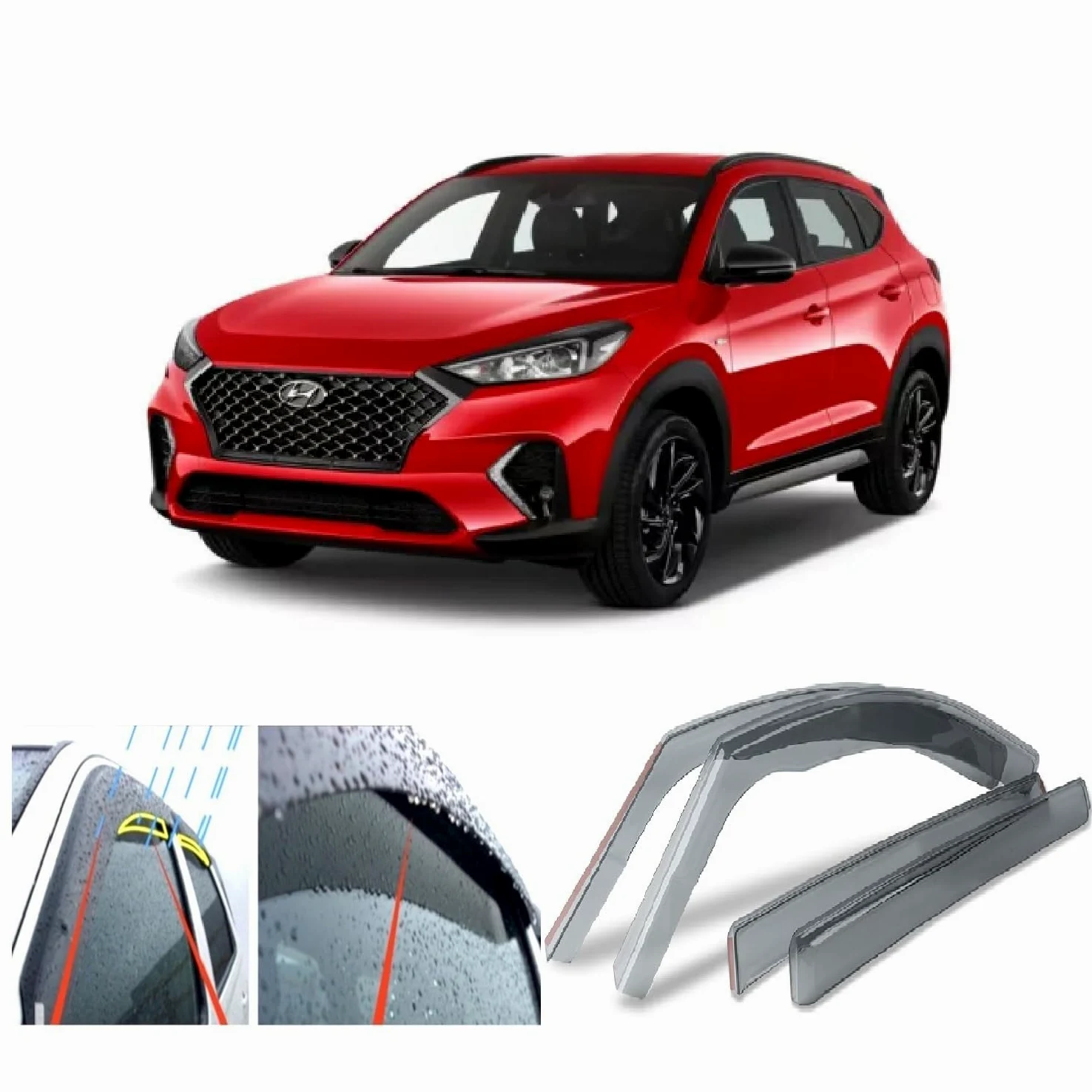 4 deflectores de viento para Hyundai Tucson / ix35 (TL) 2015 2016 2017 2018 2019 2020