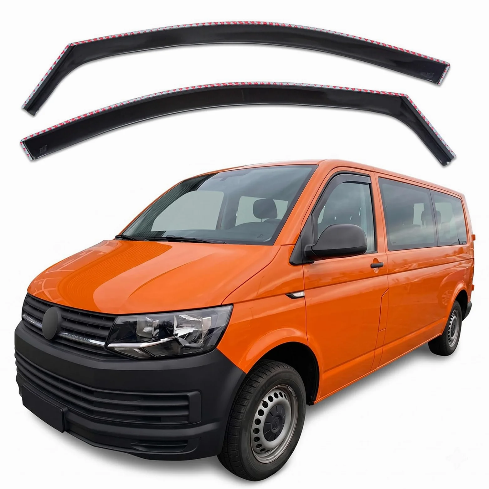 J&J Automotive GP Deflectores de Viento y Lluvia para Carawel/Tran-Türerr/Multivan T5 2003-2015 Negro Tintado Juego 2 Piezas