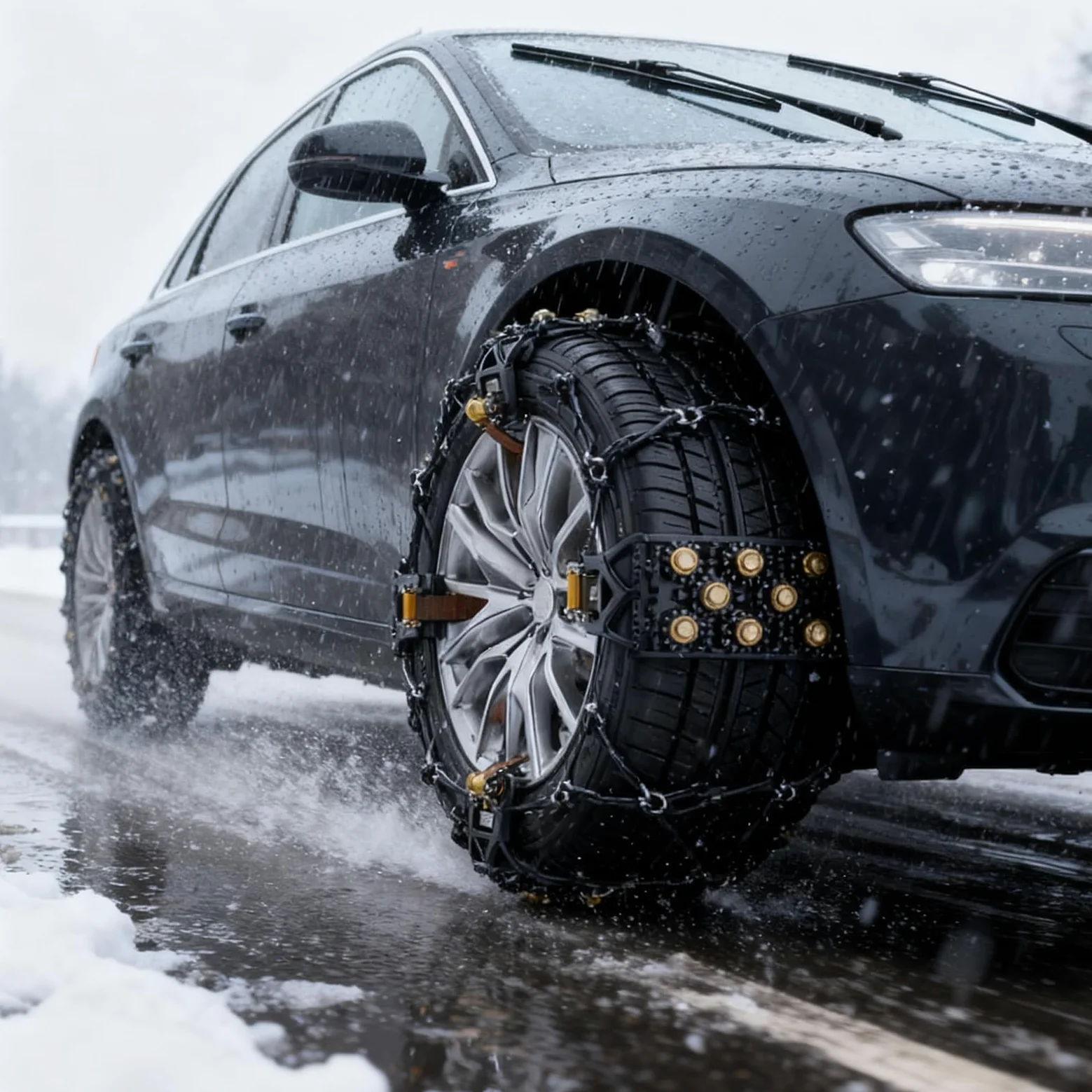 Cadenas De Nieve Para Neumáticos De Coche Instalación En 5 Segundos | Para Neumáticos De 165-265 Mm Cadenas Antideslizantes Para Coche Para Viaje Cortacésped SUV Remolque C