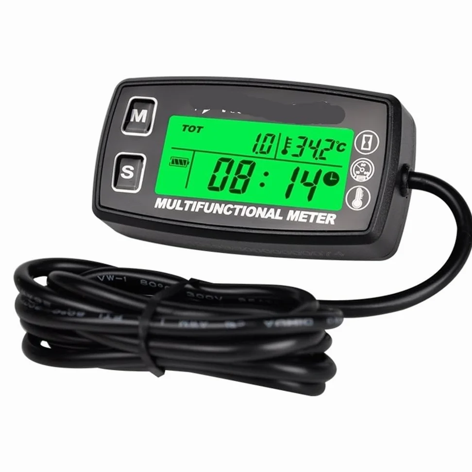 Odómetro Tablero Tacómetro Digital Medidor de Horas Reseteable Termómetro Temperatura Motocicleta Inductivo para Barcos Motor Gas Marina ATV